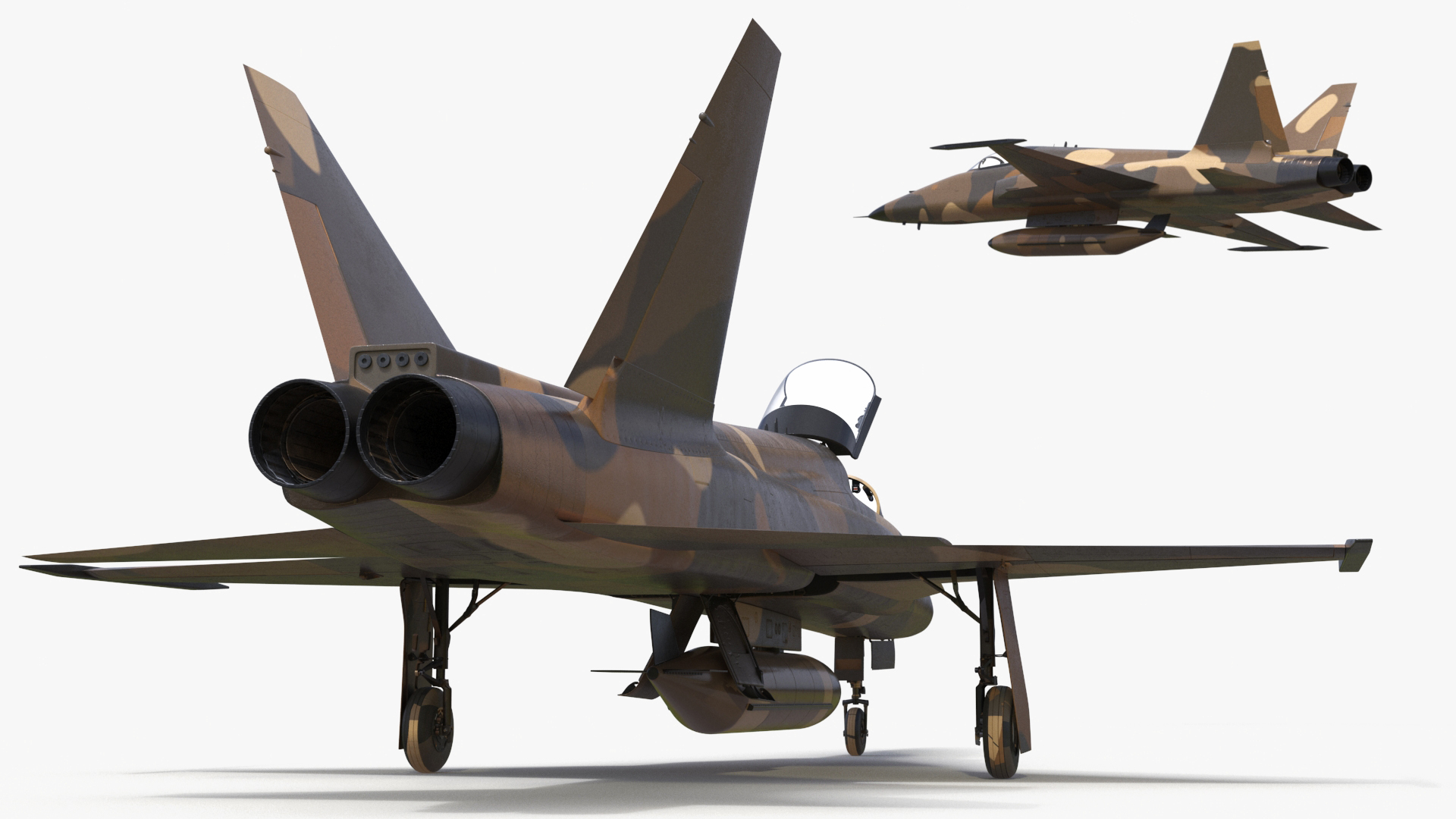 3D Sand Camouflaged Military Fighter Jet Rigged for Maya model