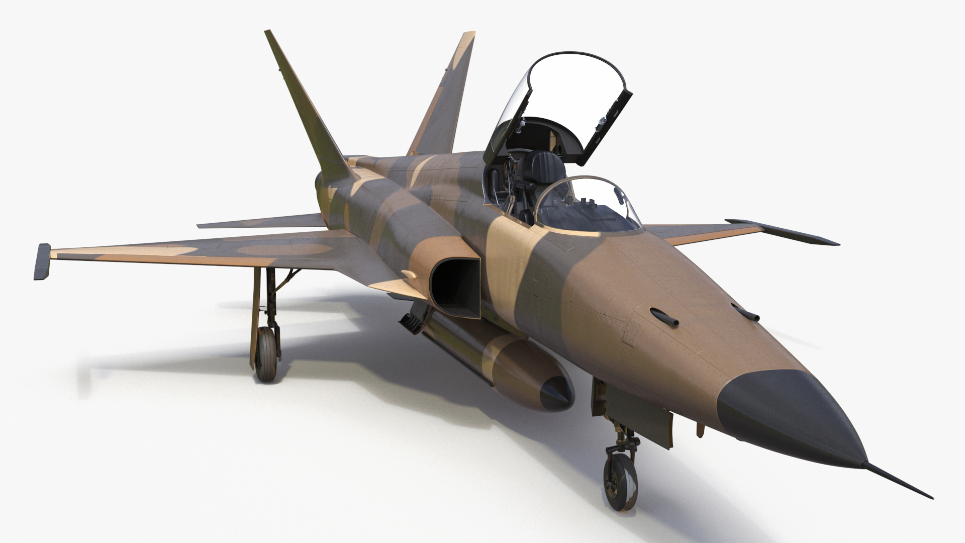 3D Sand Camouflaged Military Fighter Jet Rigged for Maya model