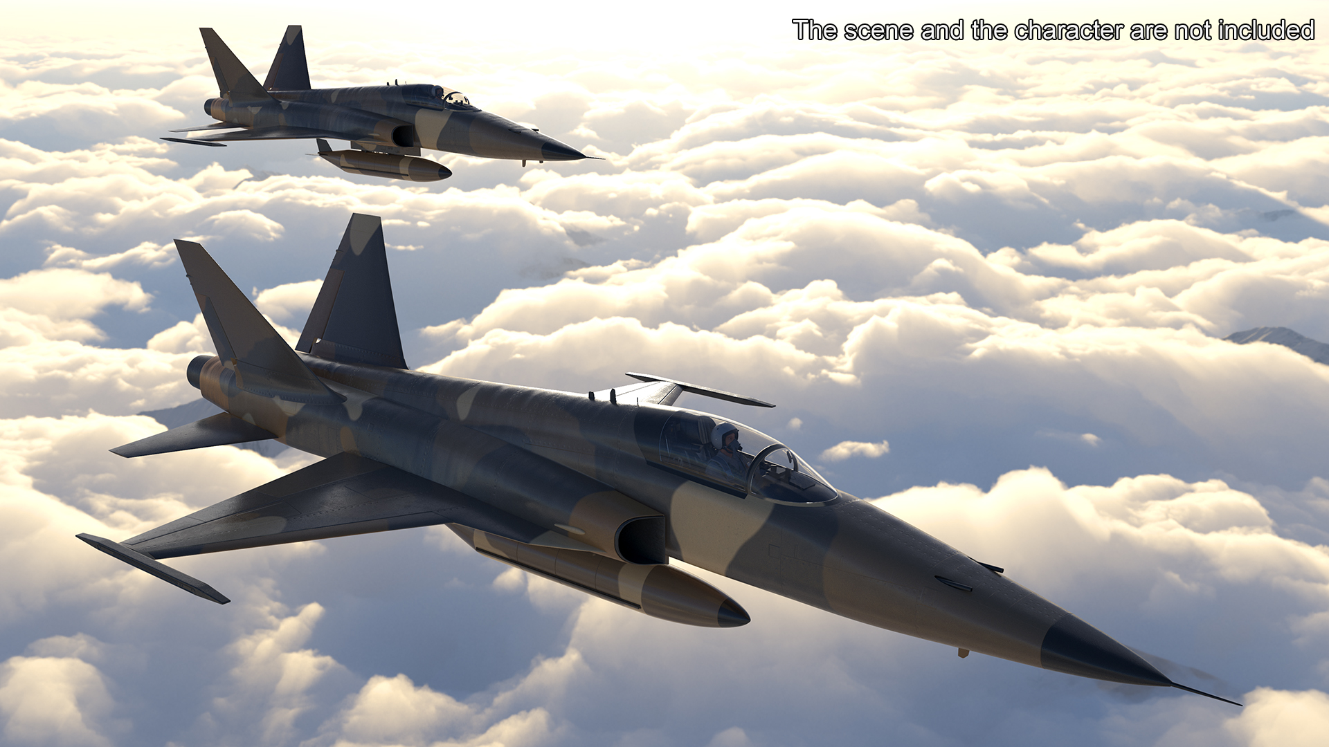 3D Sand Camouflaged Military Fighter Jet Rigged for Maya model