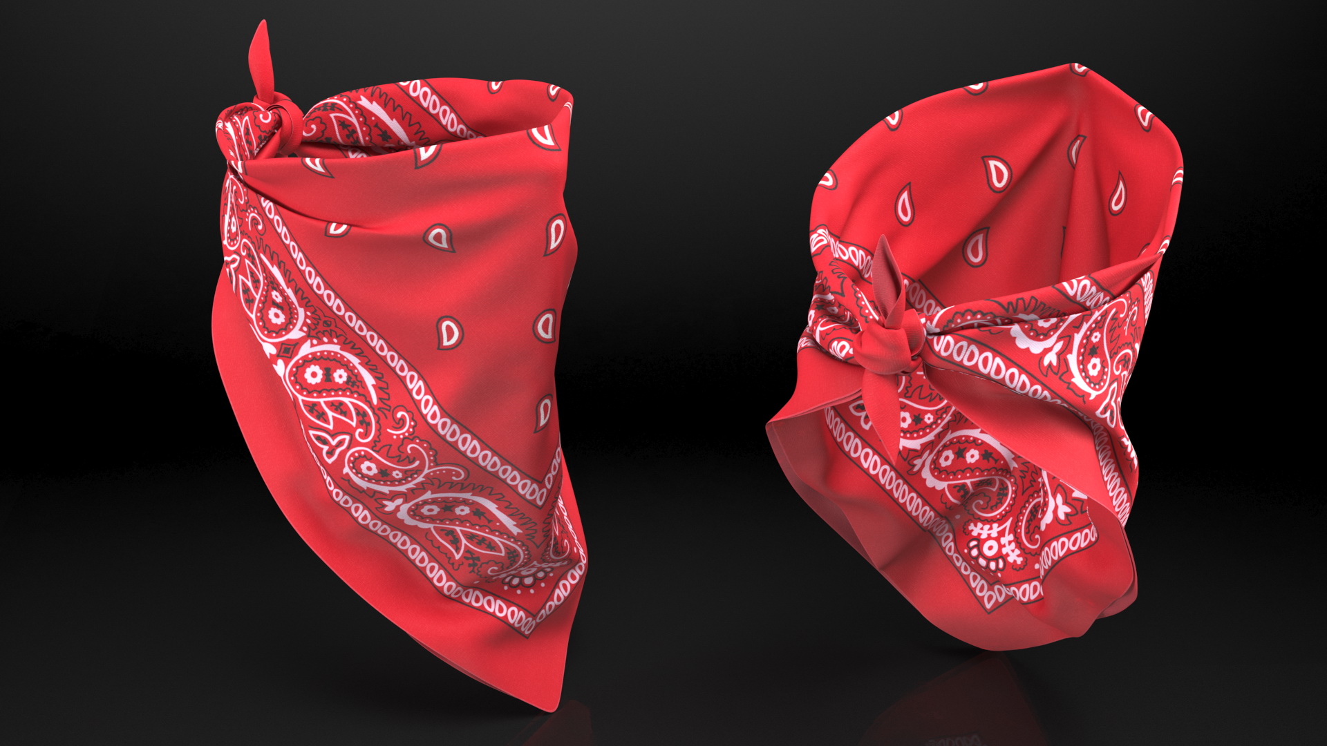 Bandana Paisley Pattern Red 3D