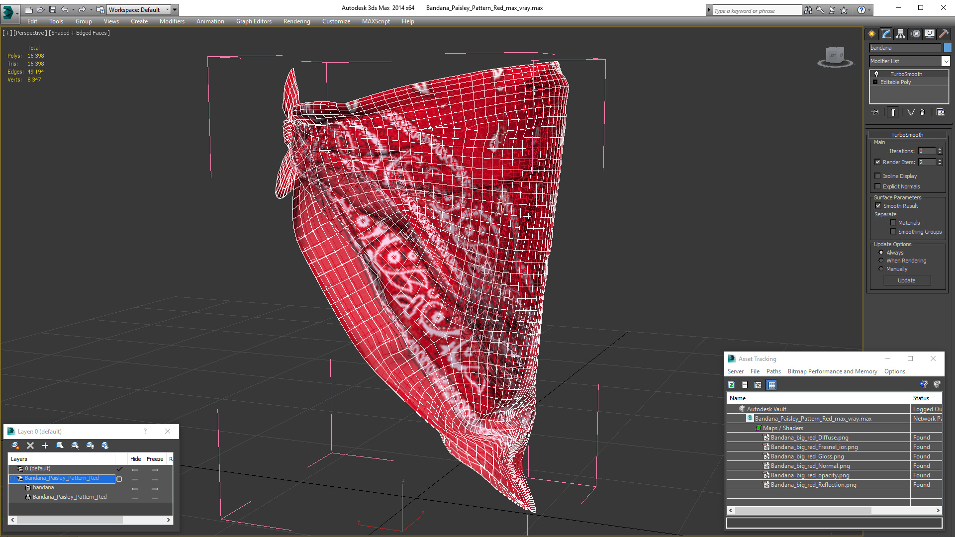 Bandana Paisley Pattern Red 3D