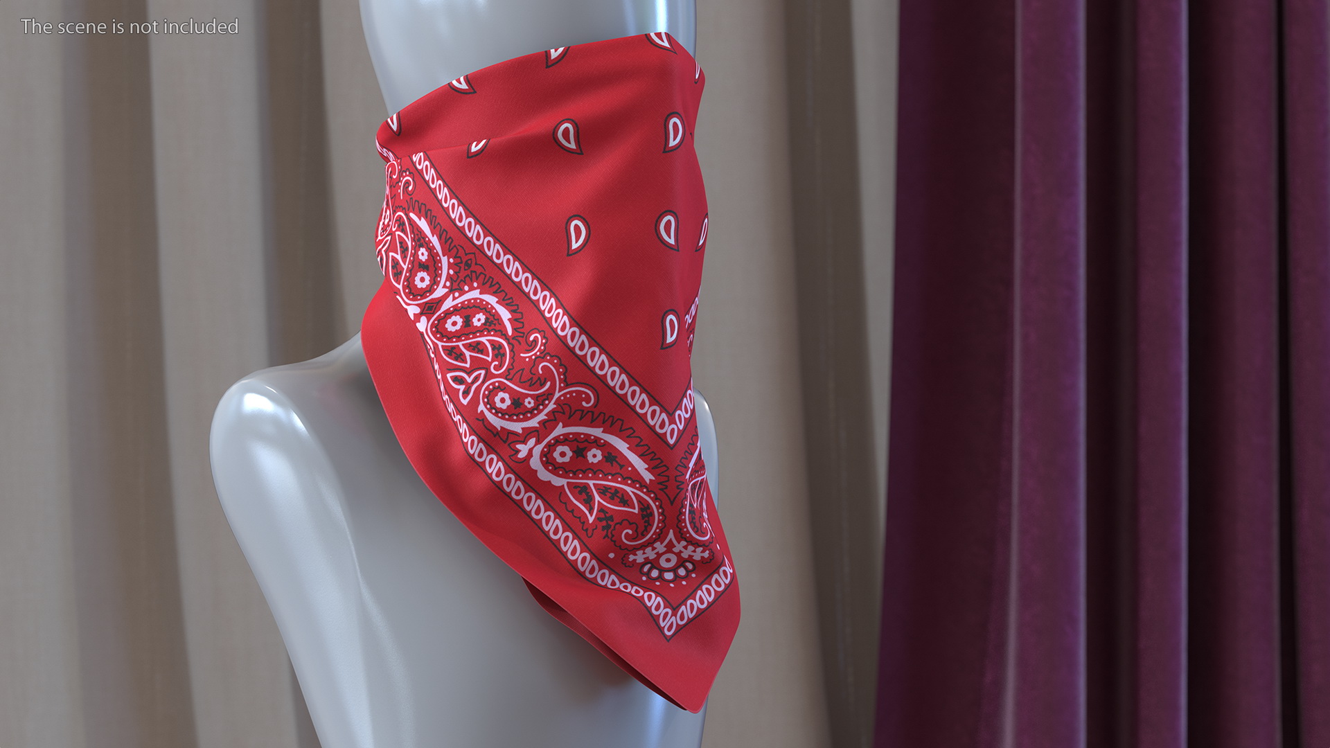 Bandana Paisley Pattern Red 3D