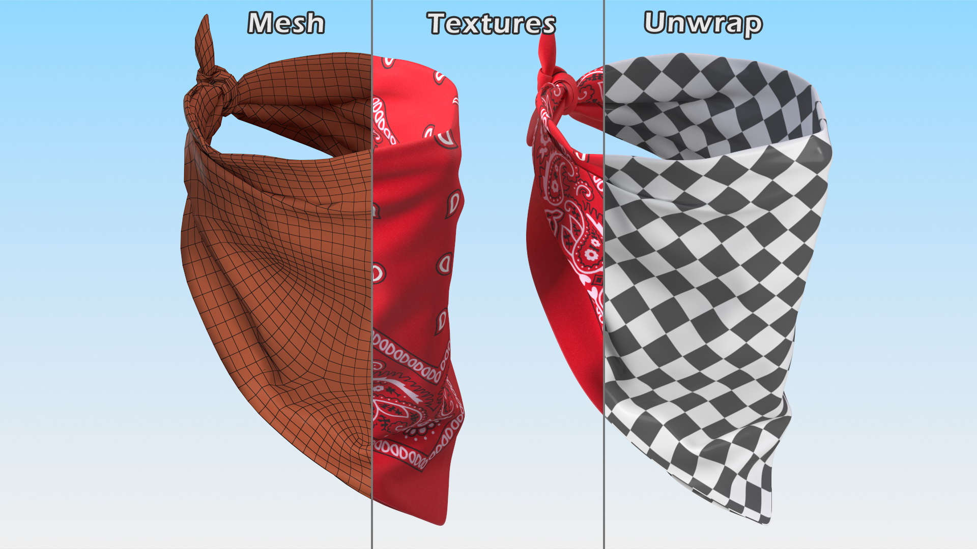 Bandana Paisley Pattern Red 3D