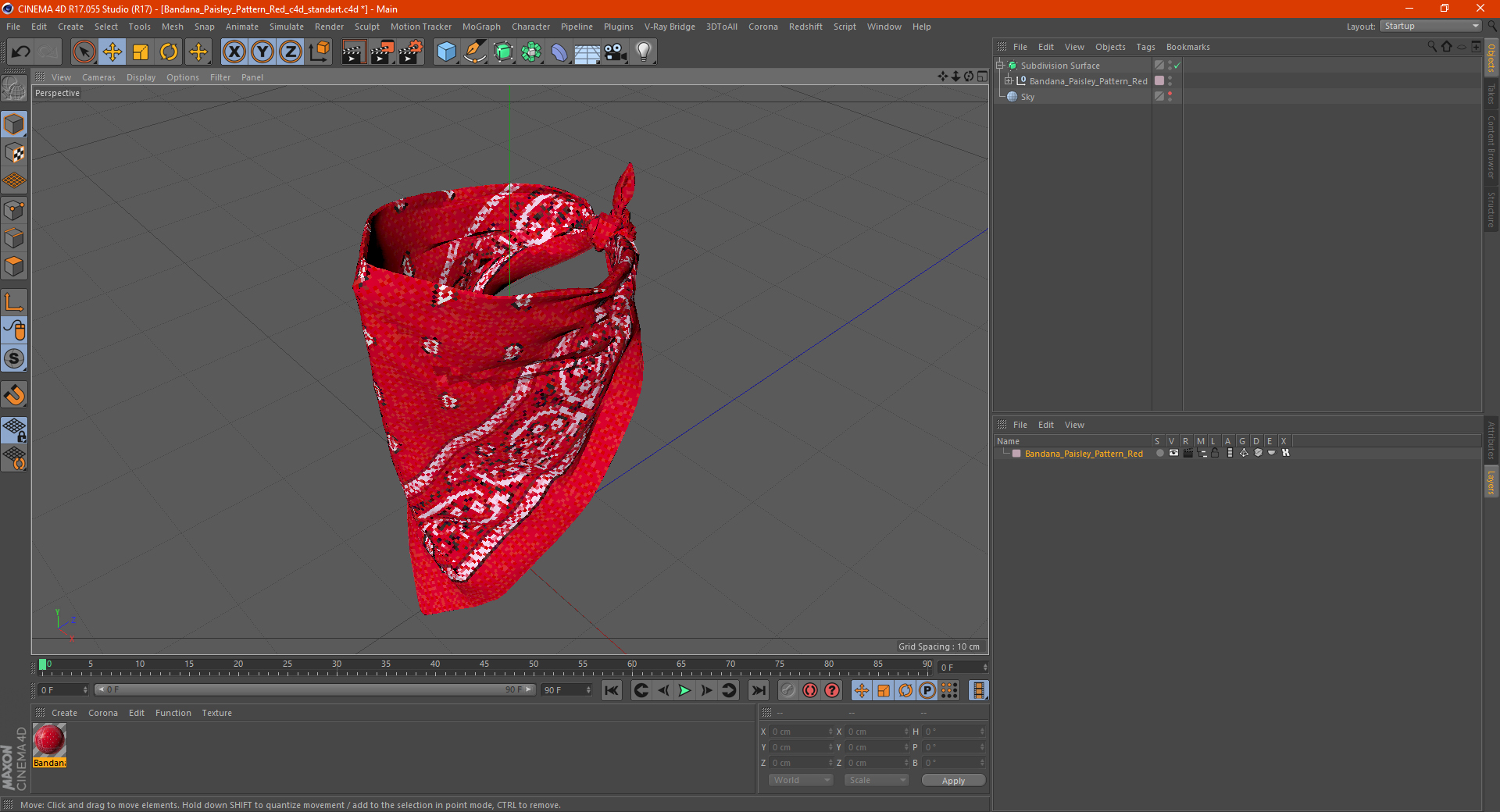 Bandana Paisley Pattern Red 3D