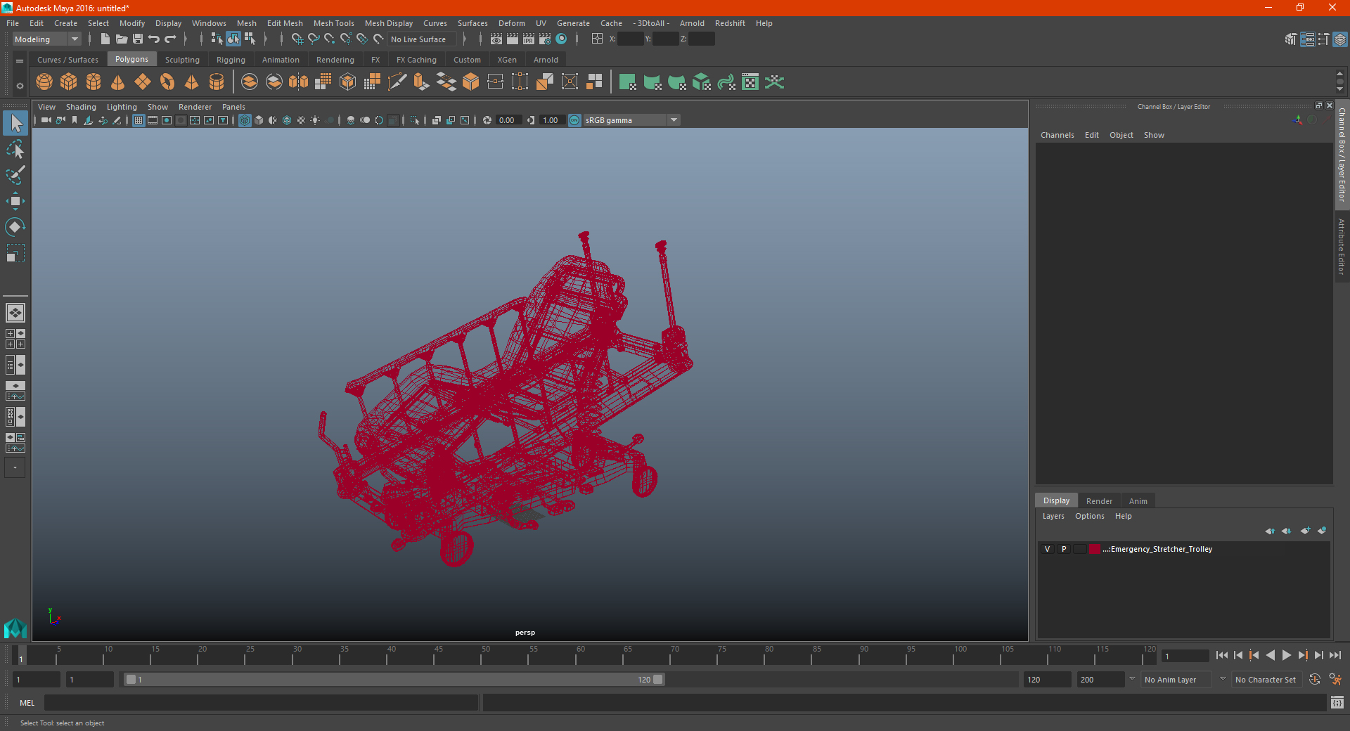 Emergency Stretcher Trolley 3D