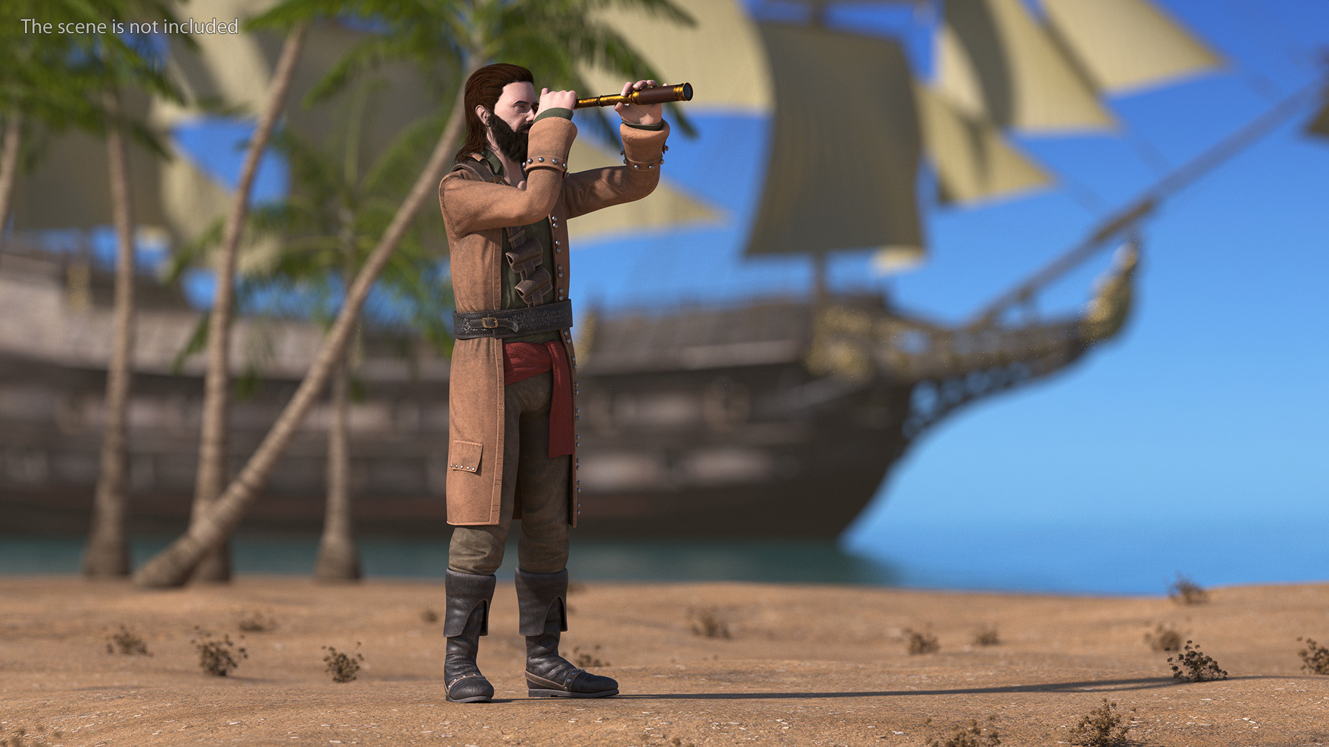 Rogue Pirate Man Rigged for Cinema 4D 3D