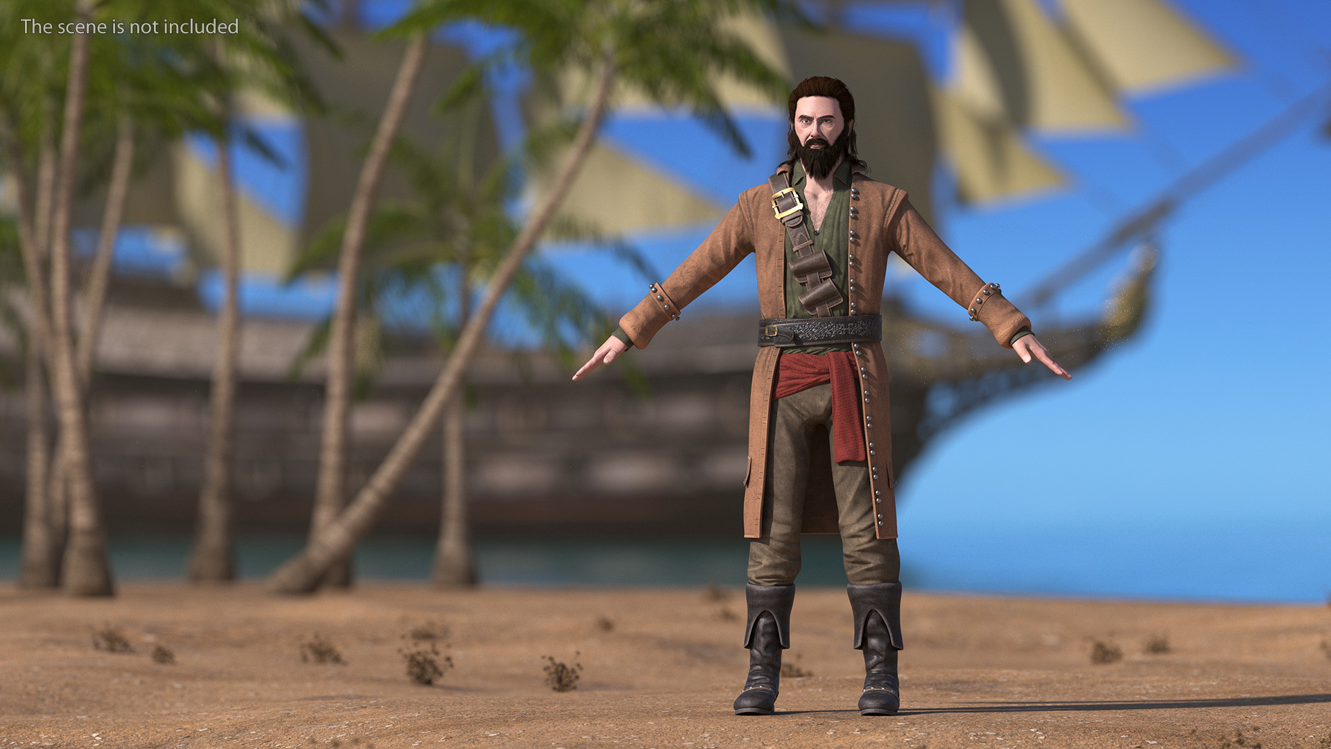 Rogue Pirate Man Rigged for Cinema 4D 3D