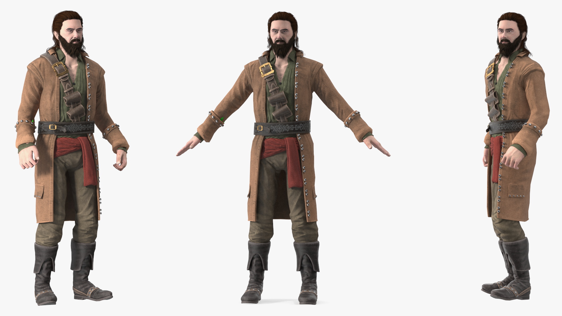 Rogue Pirate Man Rigged for Cinema 4D 3D