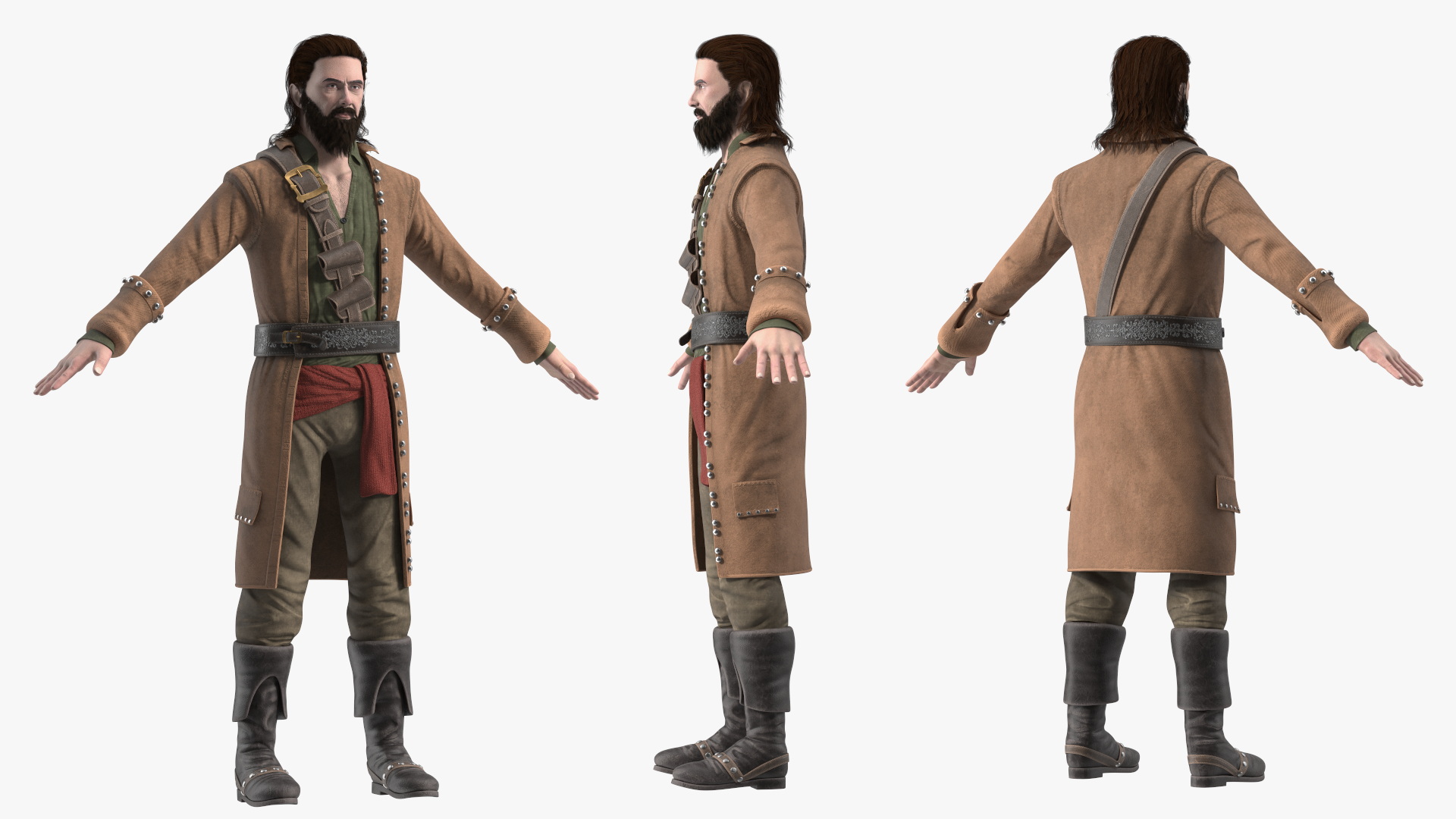 Rogue Pirate Man Rigged for Cinema 4D 3D