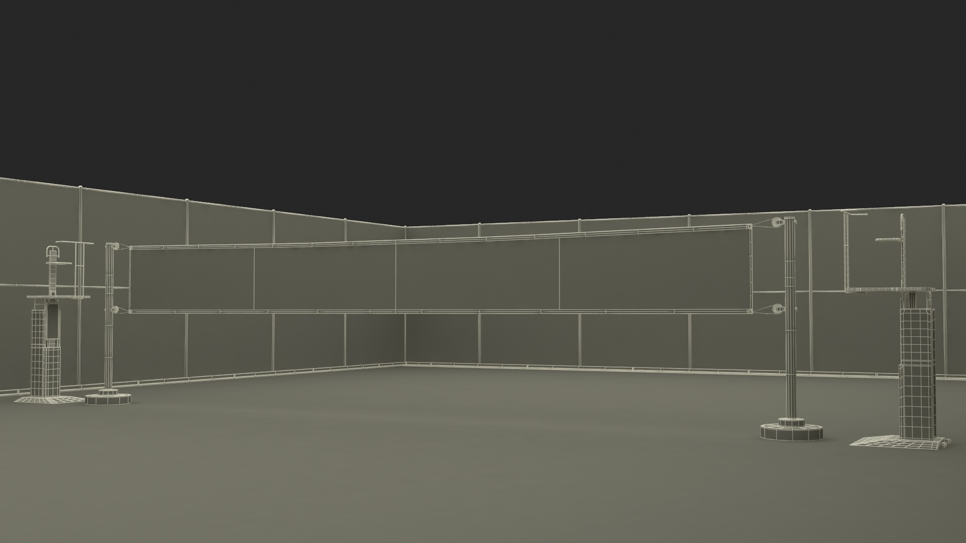 Volleyball Court and Referee Towers by SENOH 3D model