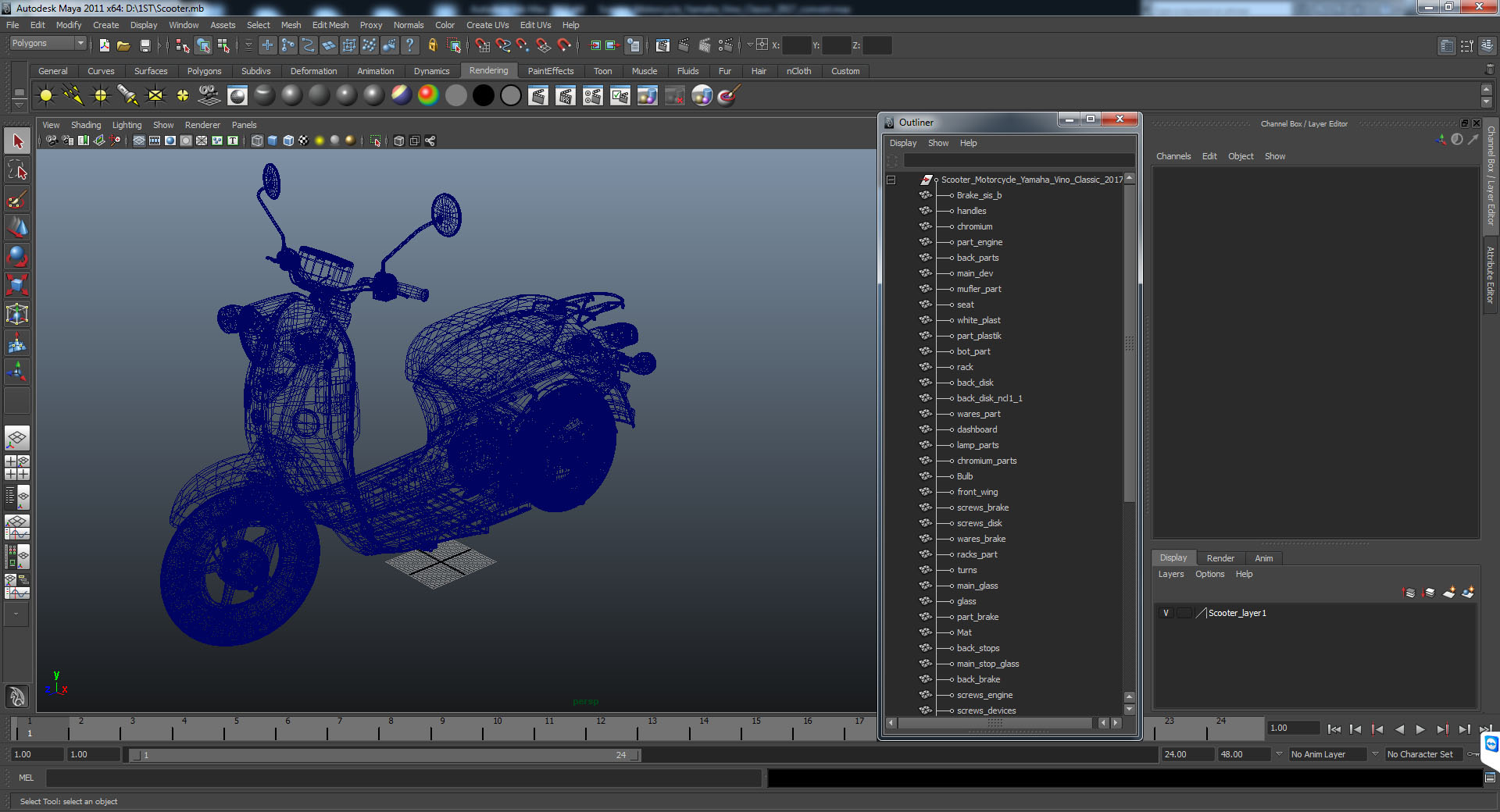 Classic Scooter Motorcycle Generic 3D model
