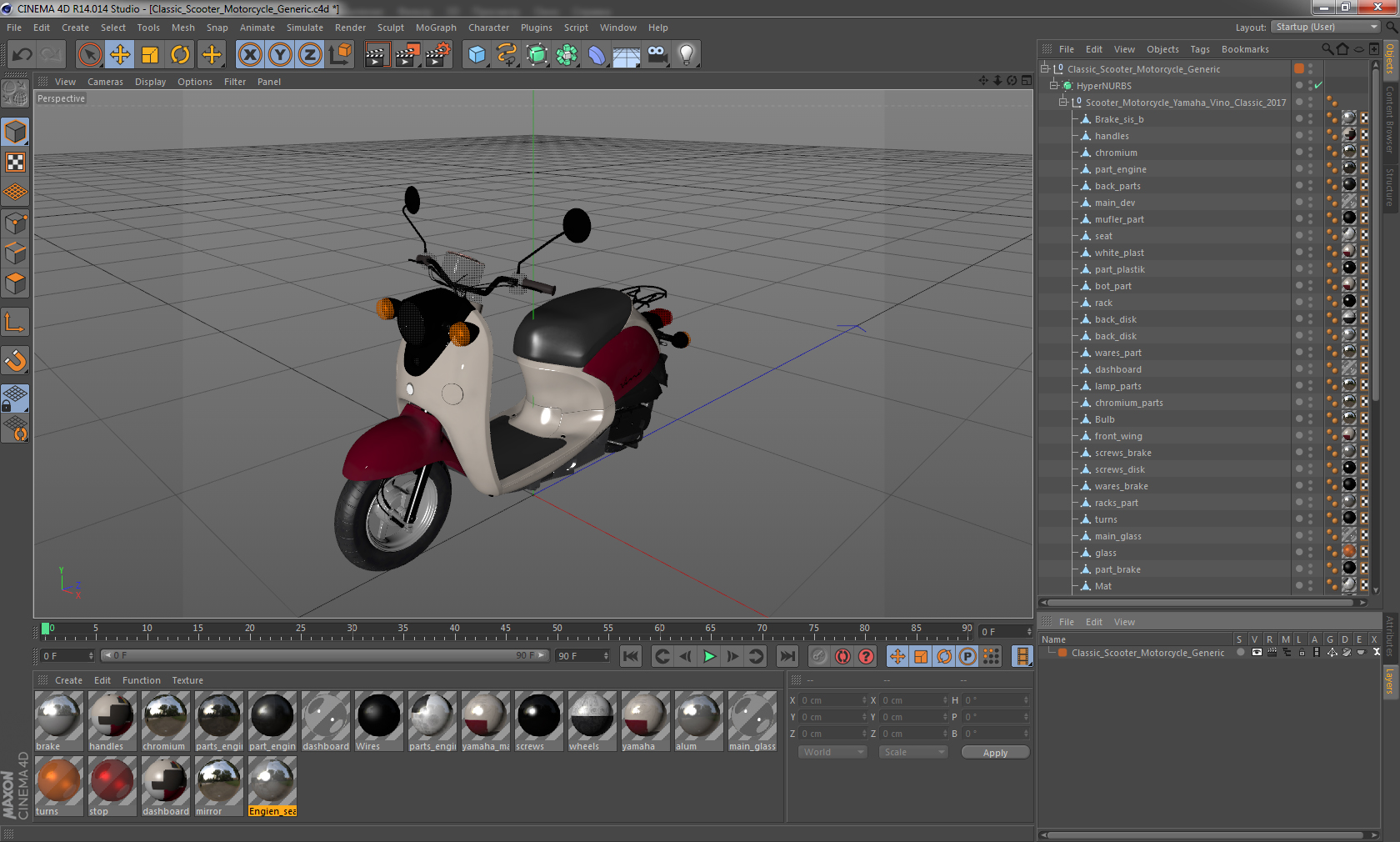 Classic Scooter Motorcycle Generic 3D model
