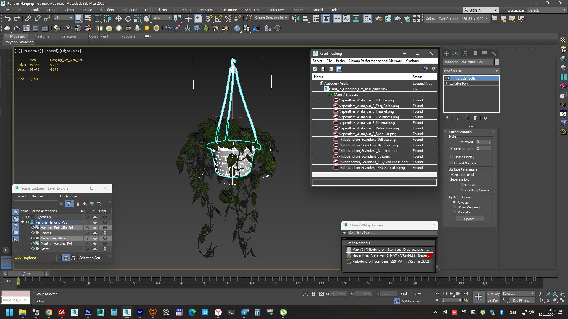 3D model Plant in Hanging Pot