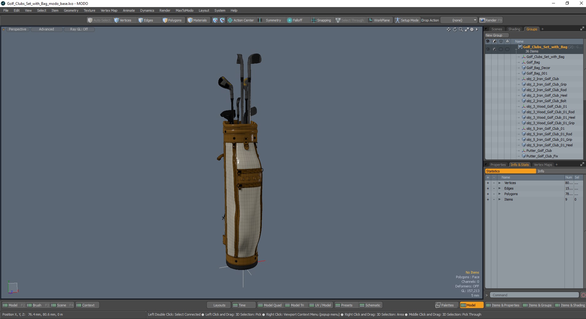 3D Golf Clubs Set with Bag model