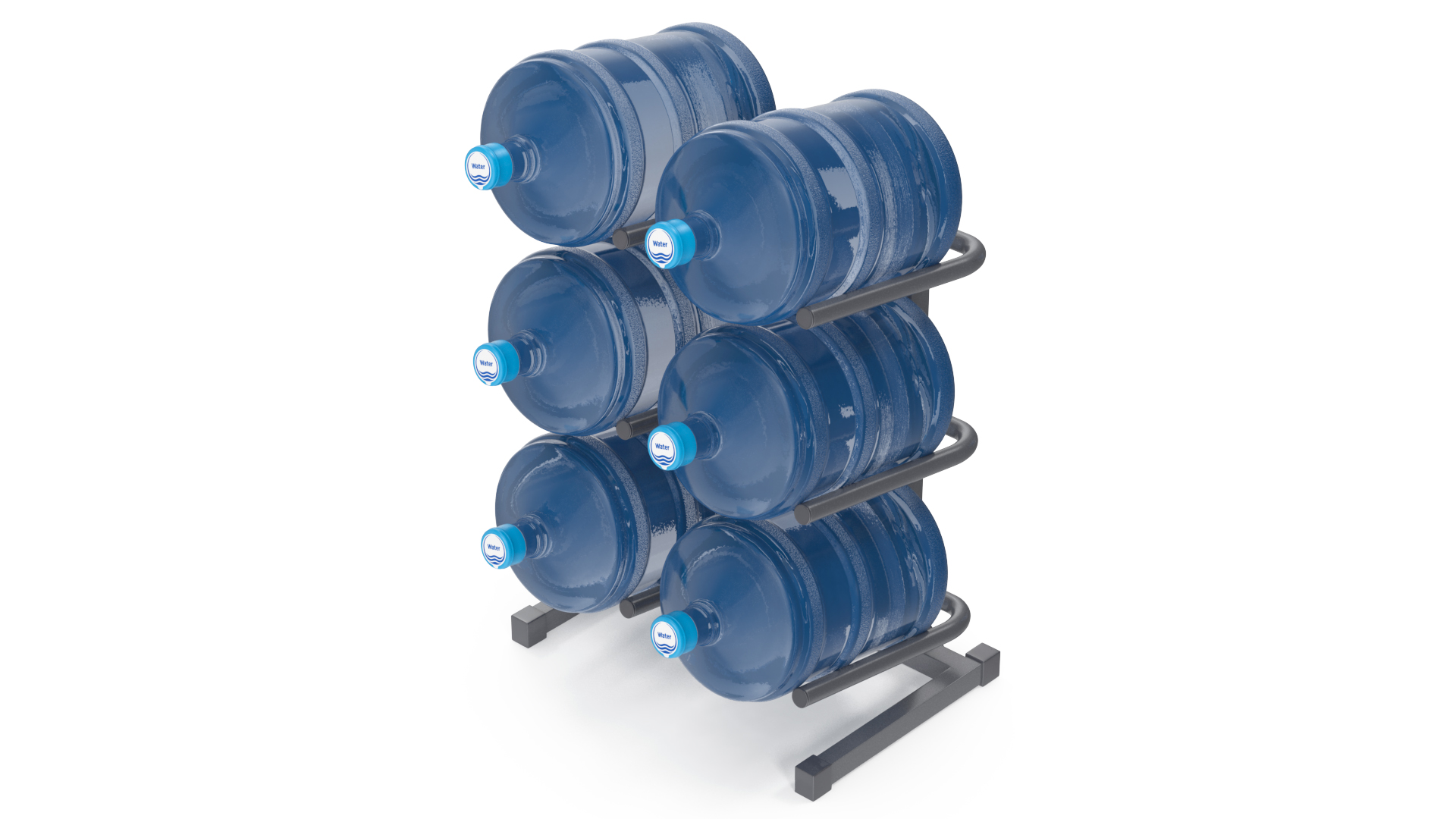 3D model Water Cooler Jug Rack for 6 Bottles Gray