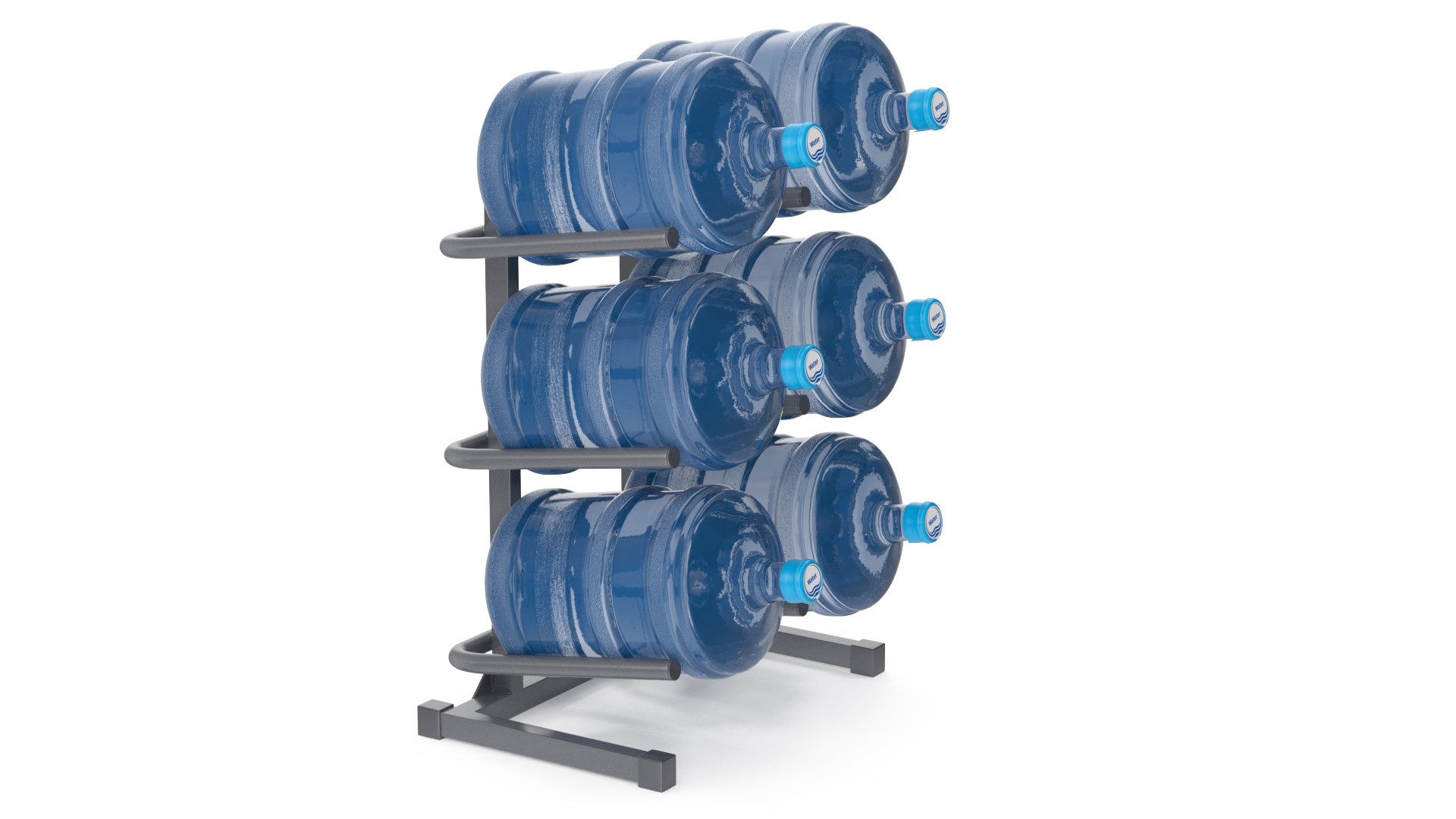 3D model Water Cooler Jug Rack for 6 Bottles Gray