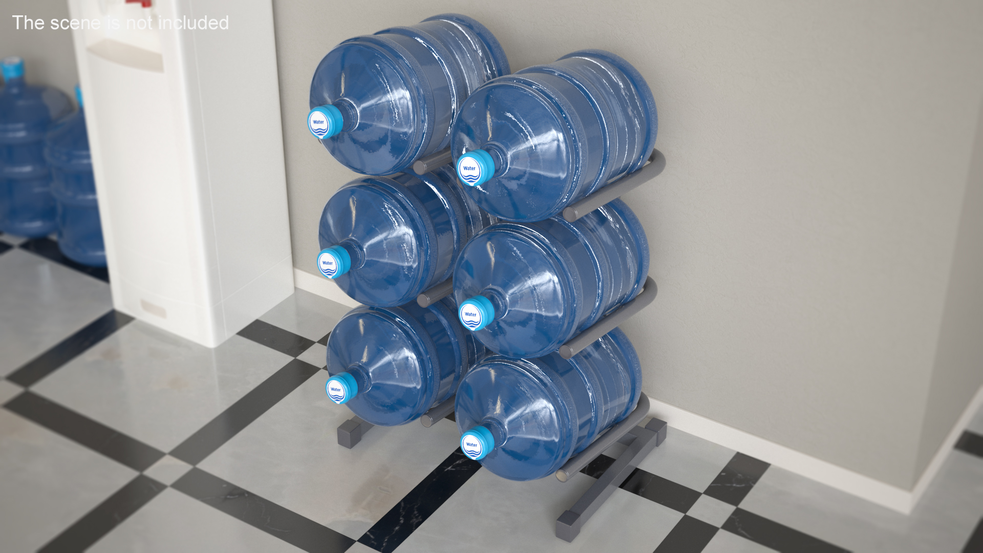 3D model Water Cooler Jug Rack for 6 Bottles Gray