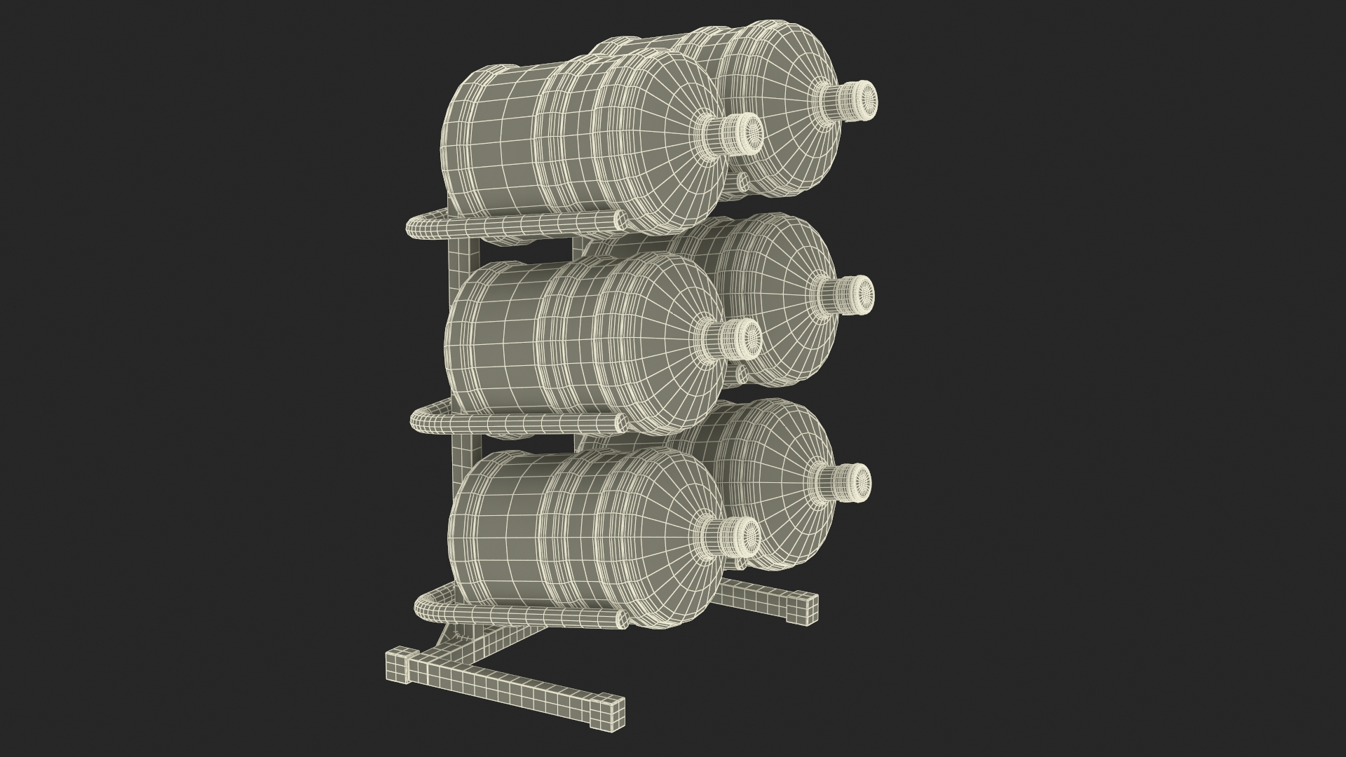 3D model Water Cooler Jug Rack for 6 Bottles Gray