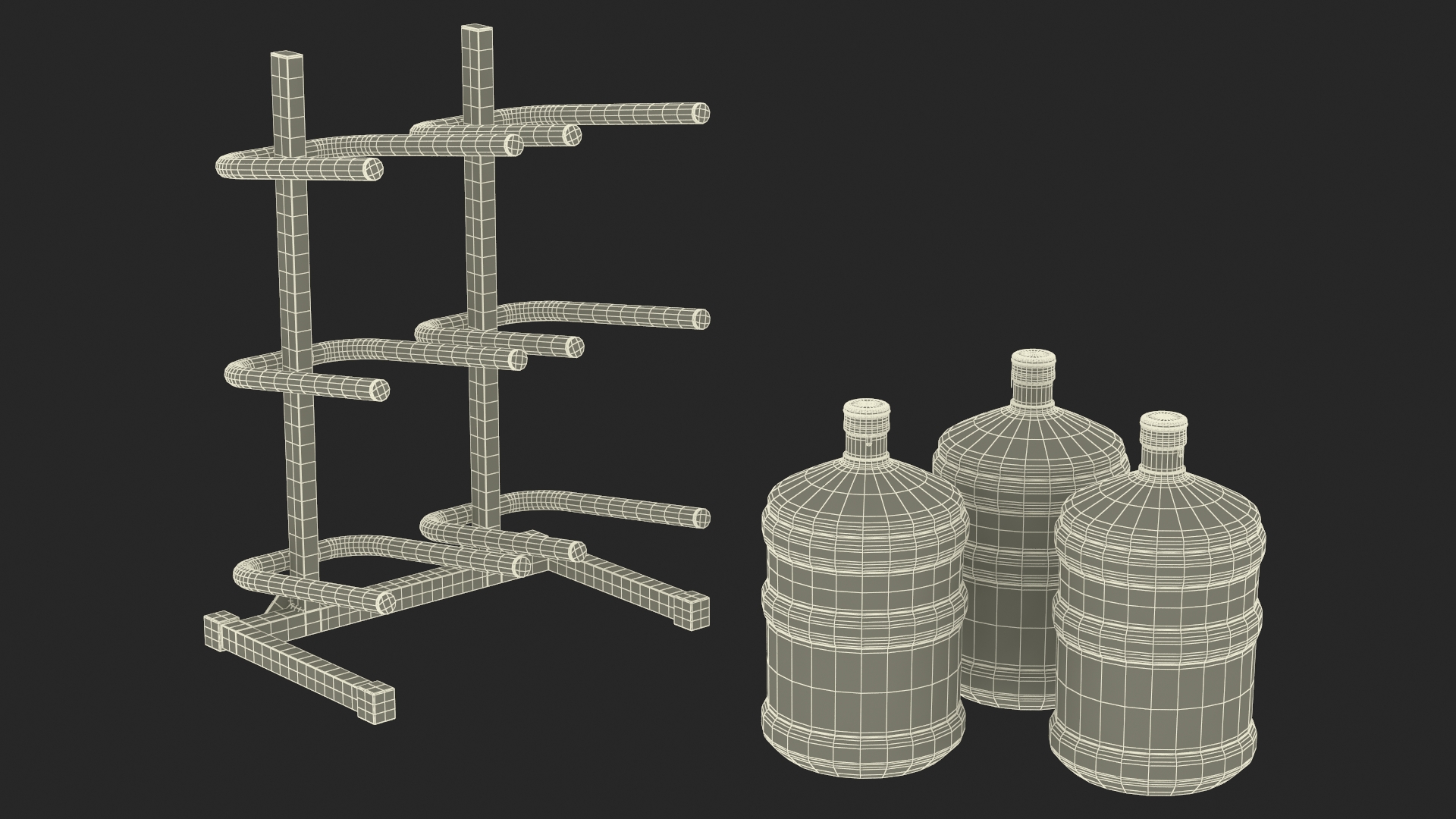 3D model Water Cooler Jug Rack for 6 Bottles Gray