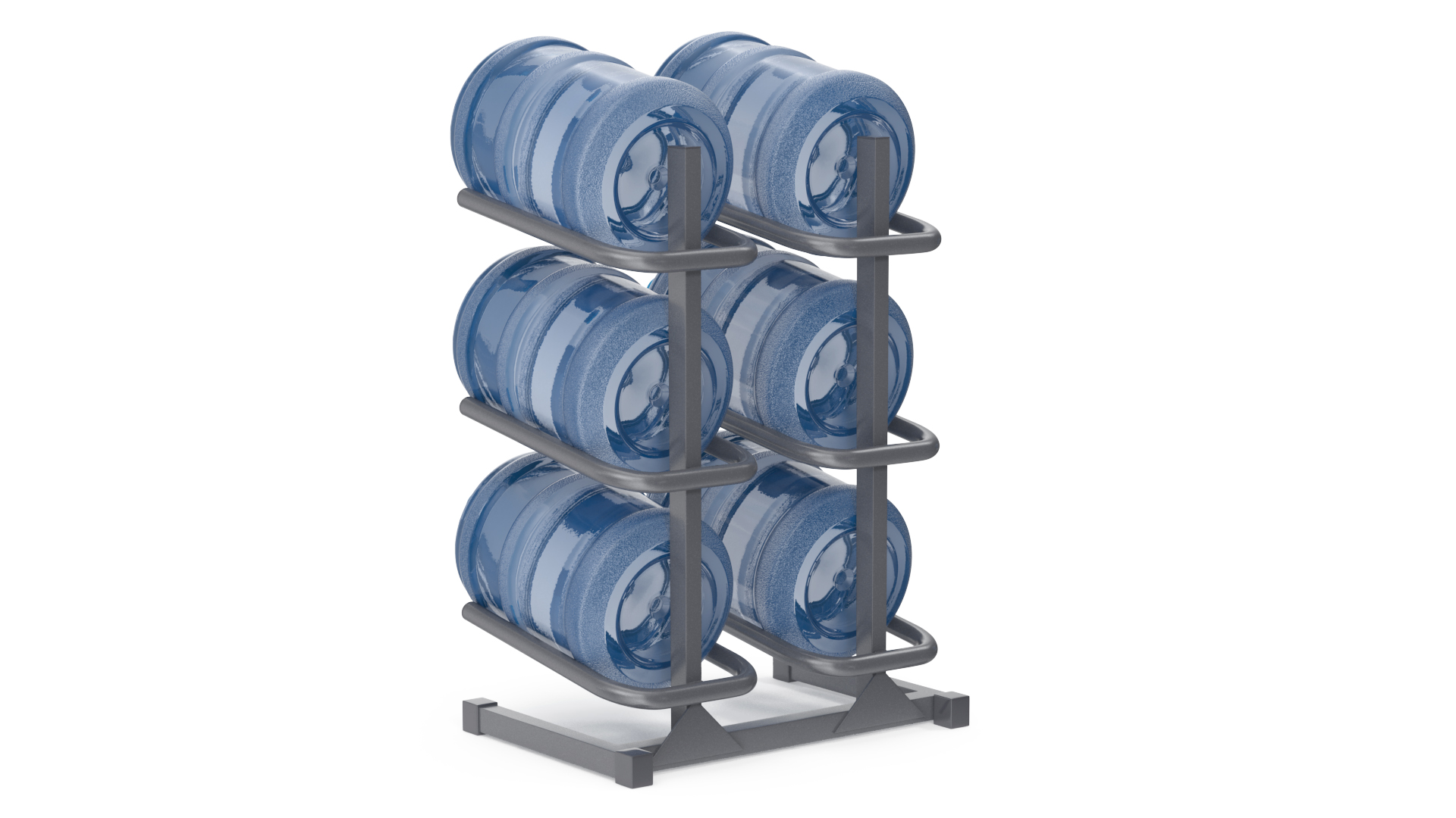 3D model Water Cooler Jug Rack for 6 Bottles Gray