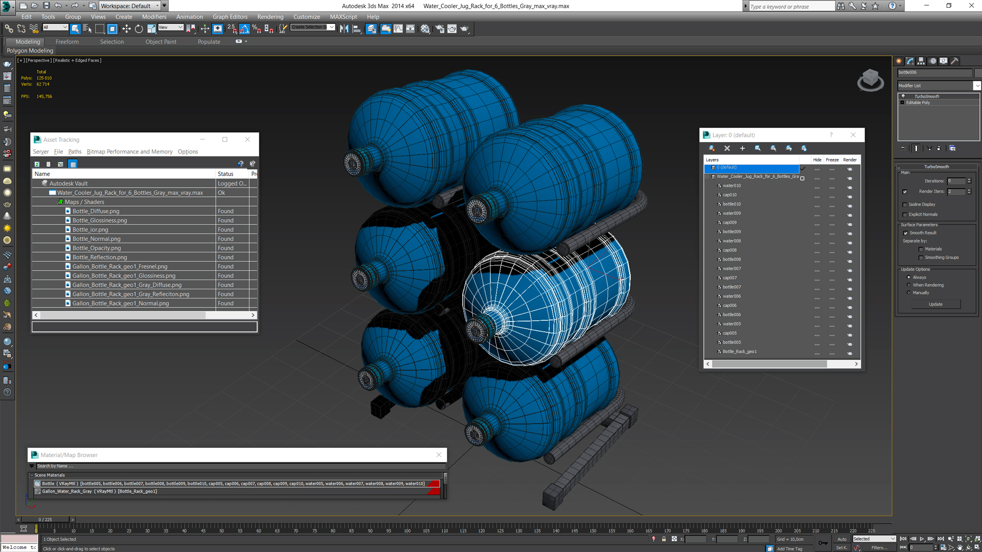3D model Water Cooler Jug Rack for 6 Bottles Gray