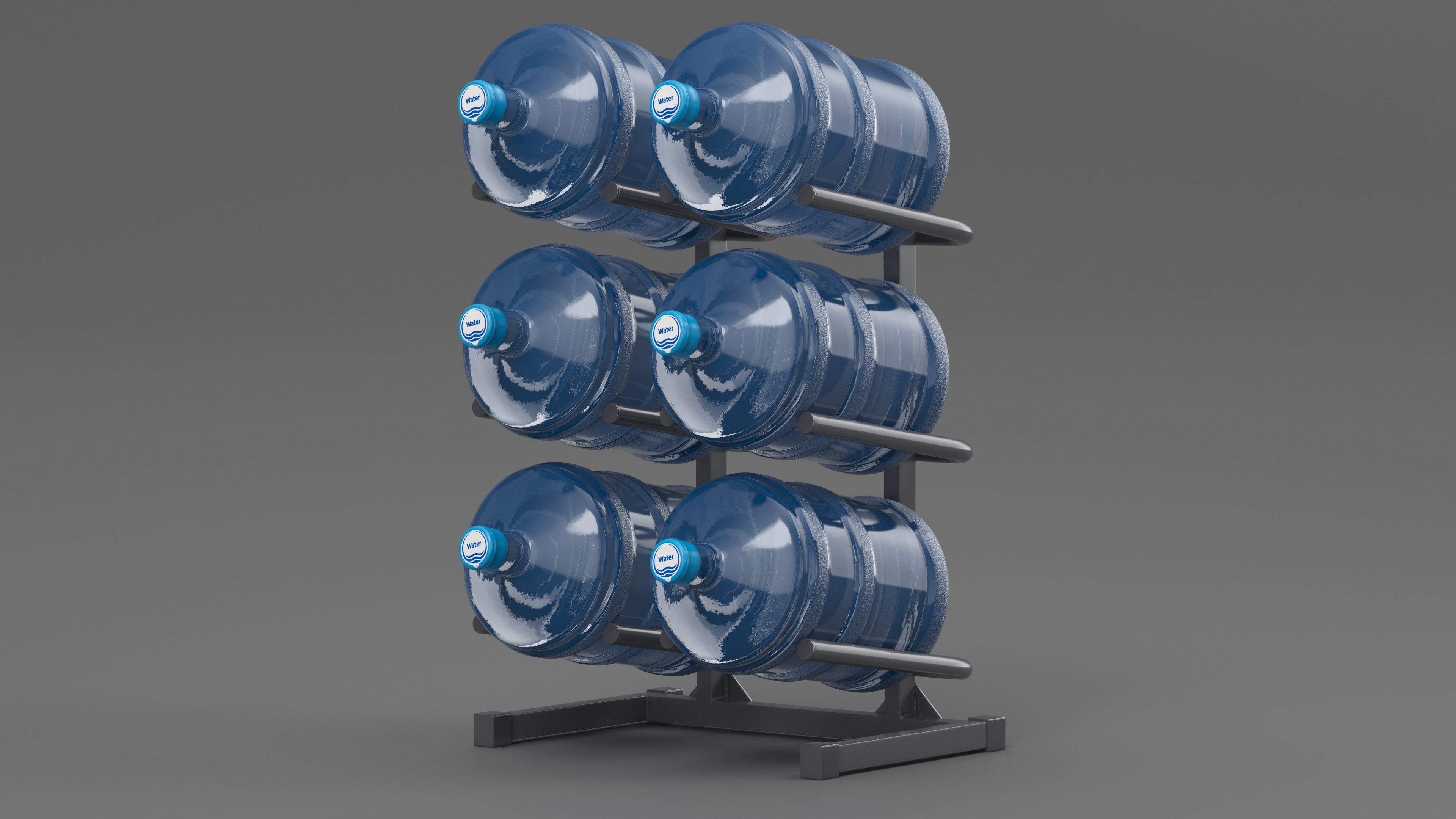 3D model Water Cooler Jug Rack for 6 Bottles Gray