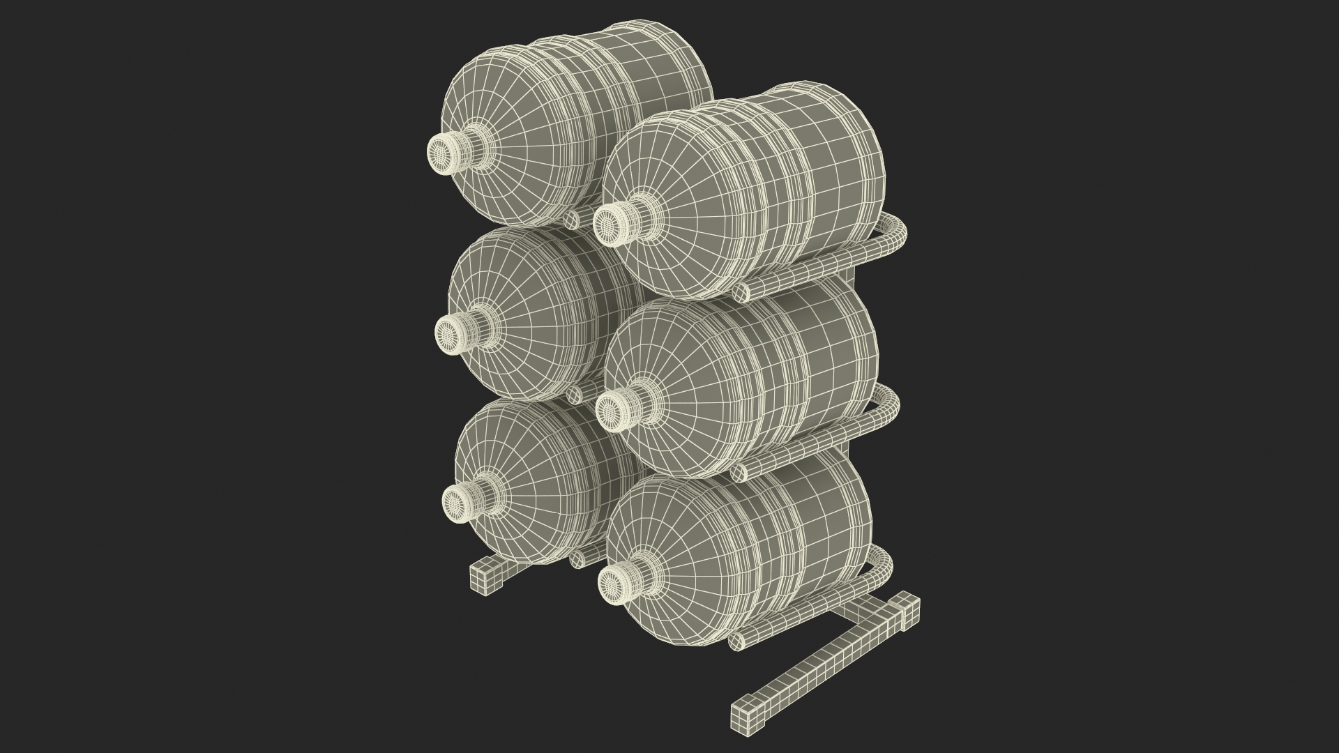 3D model Water Cooler Jug Rack for 6 Bottles Gray