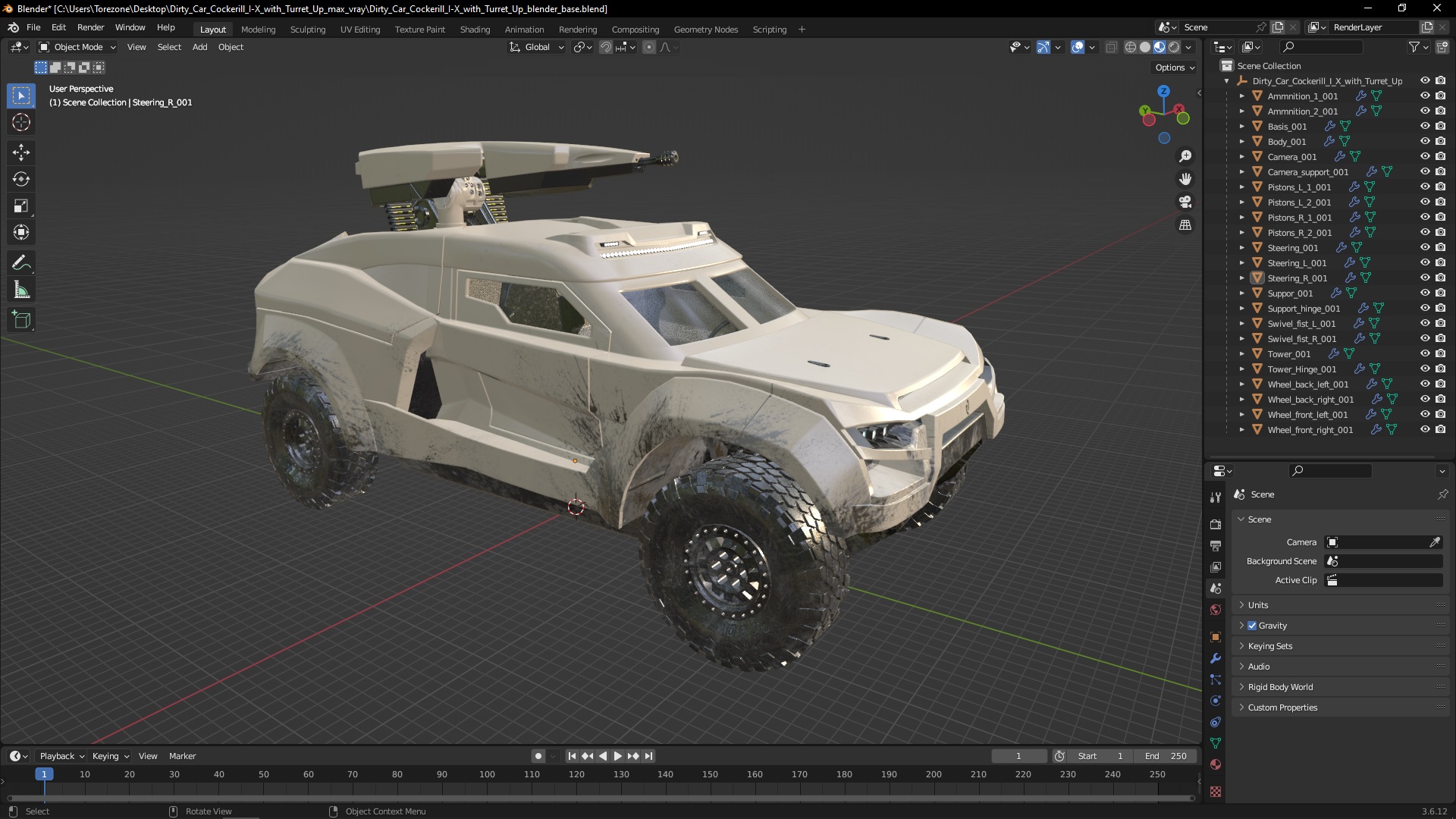 3D Dirty Car Cockerill I-X with Turret Up model