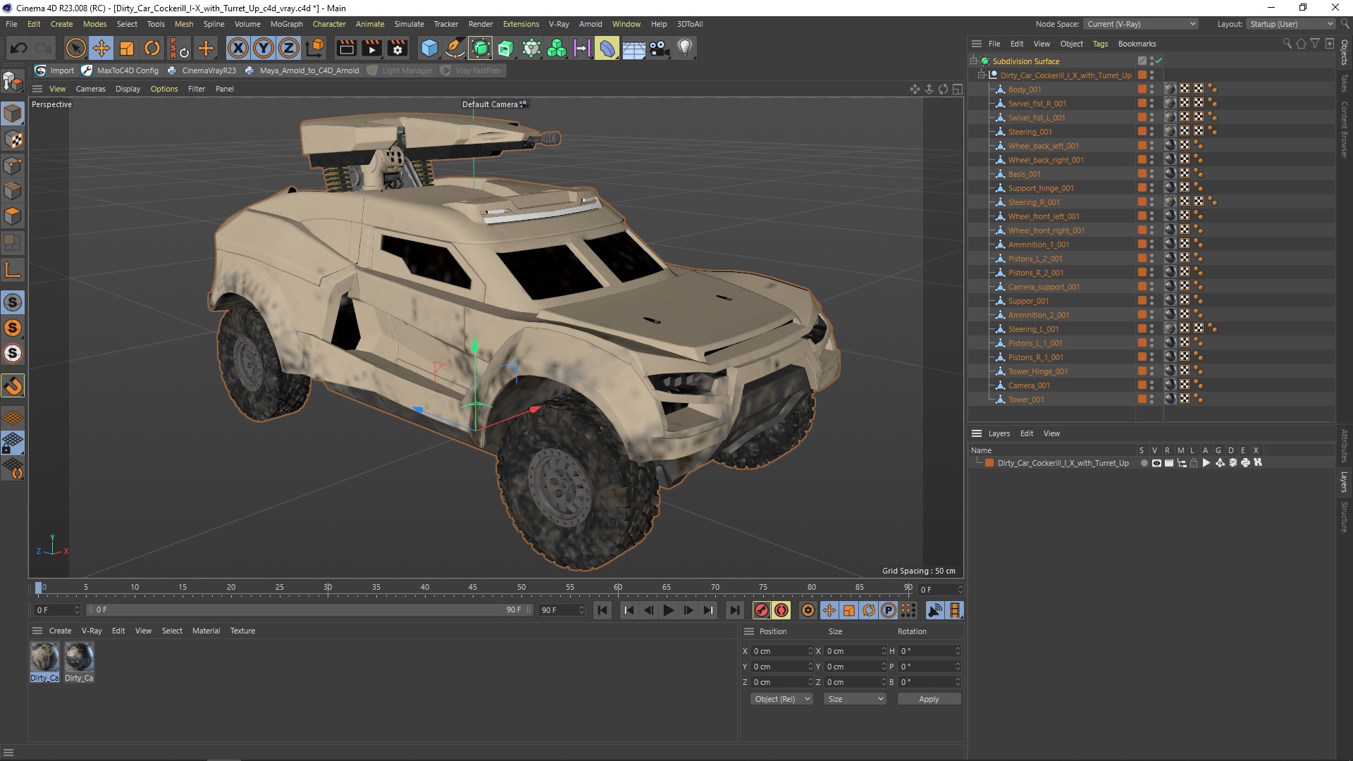 3D Dirty Car Cockerill I-X with Turret Up model