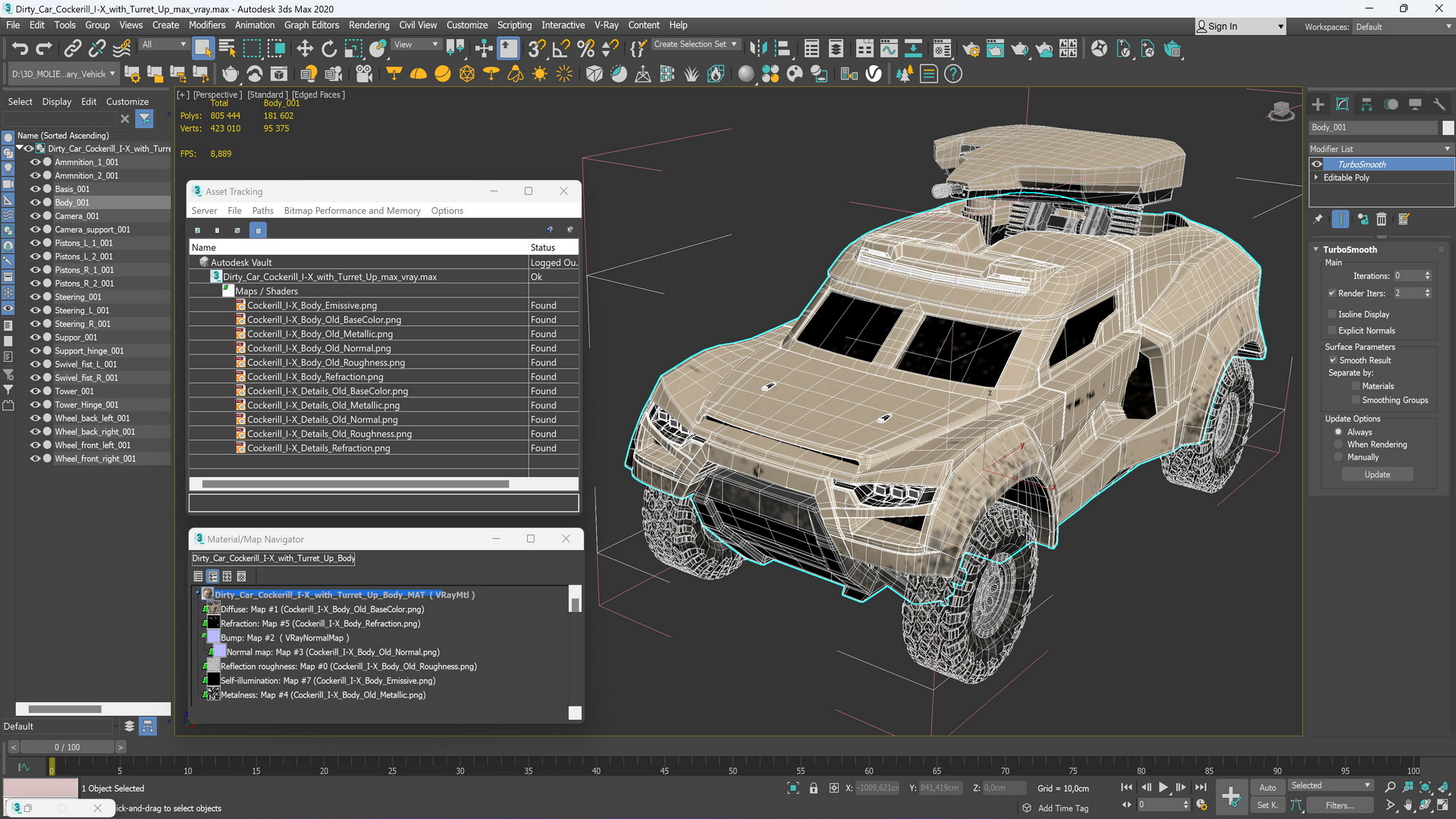 3D Dirty Car Cockerill I-X with Turret Up model