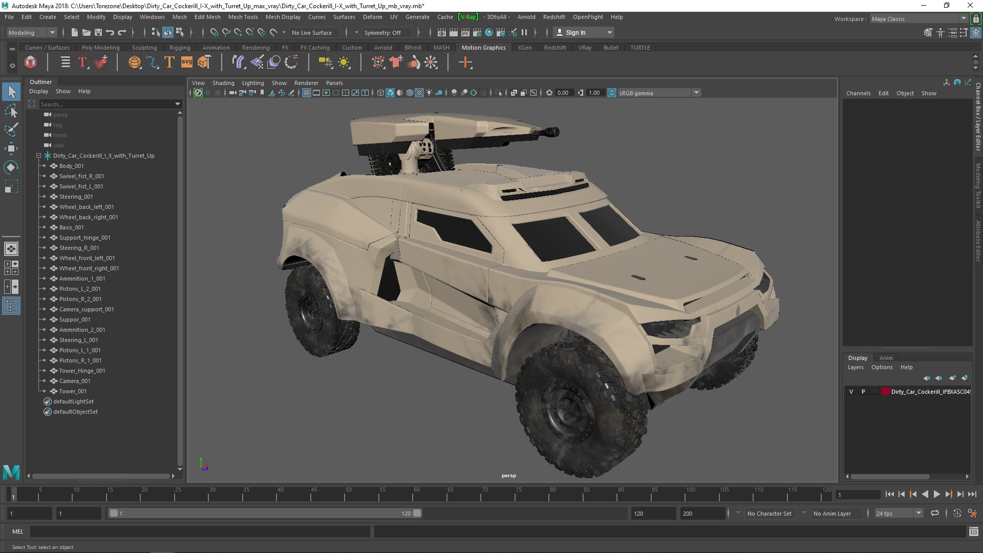 3D Dirty Car Cockerill I-X with Turret Up model