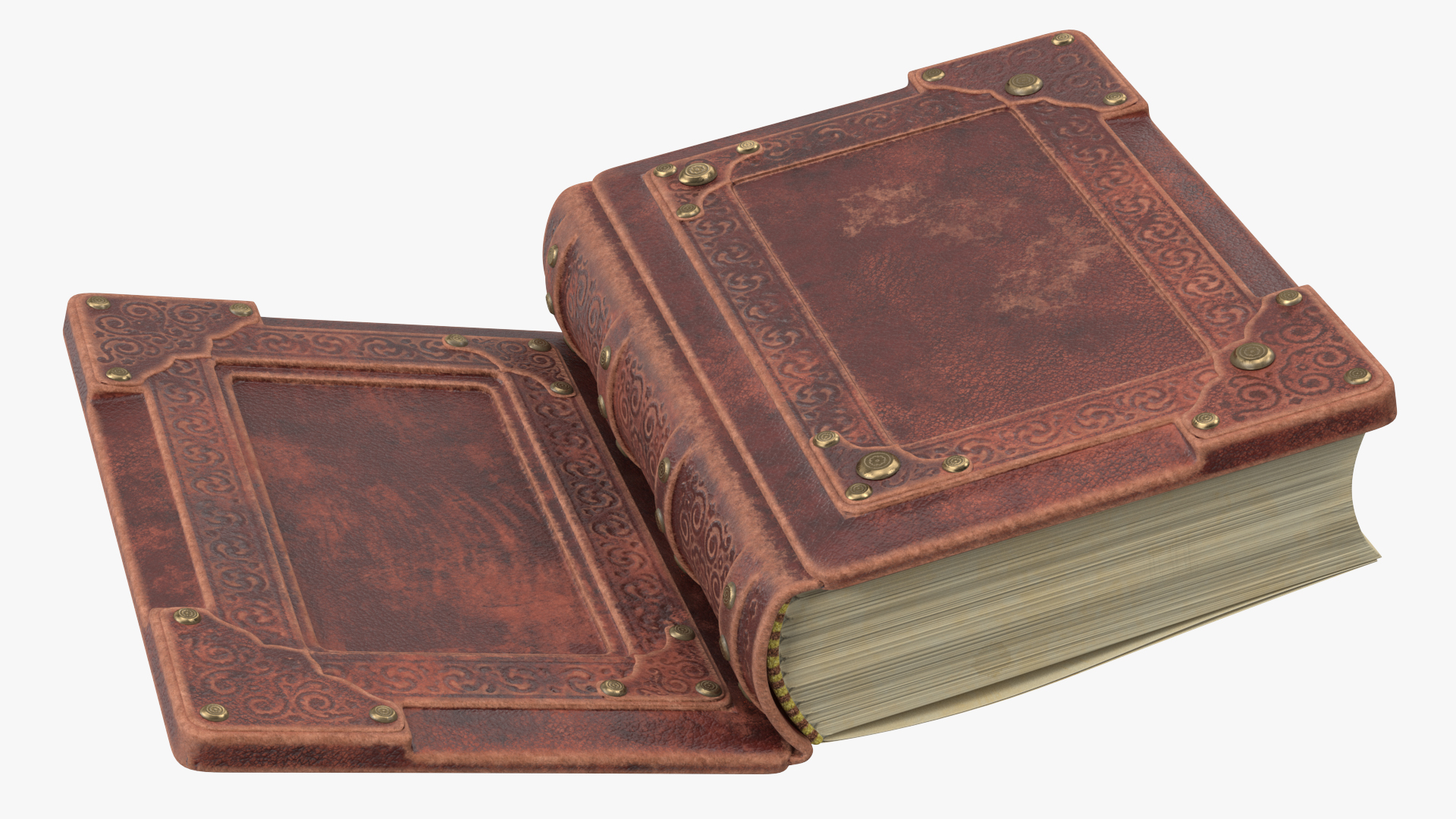 3D Vintage Ornate Book Brown Leather model