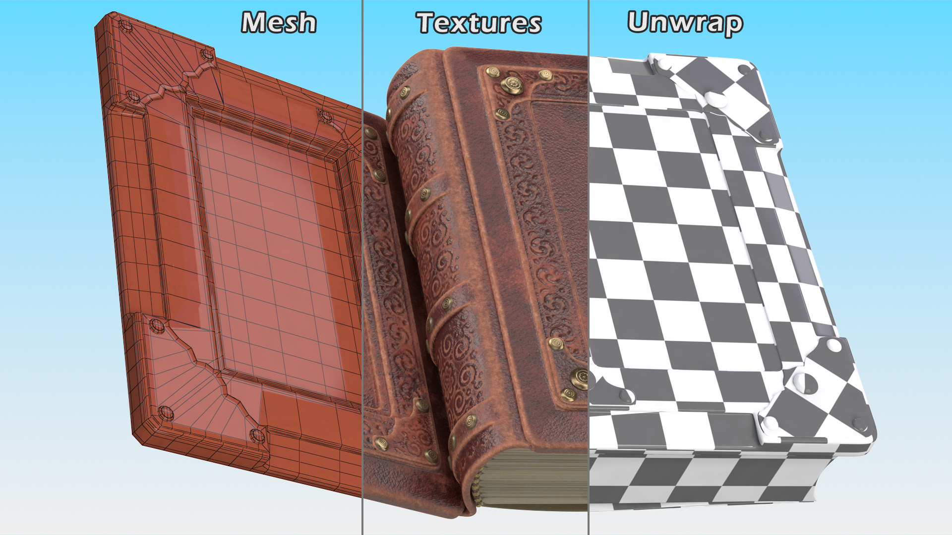 3D Vintage Ornate Book Brown Leather model