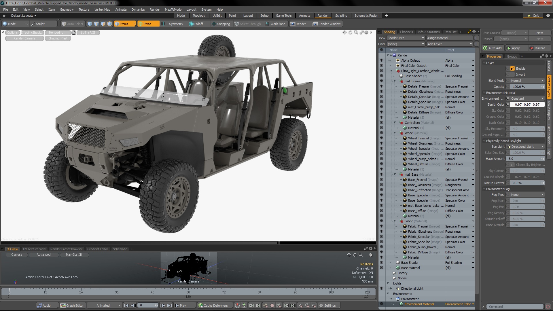 Ultra Light Combat Vehicle Rigged for Modo 3D
