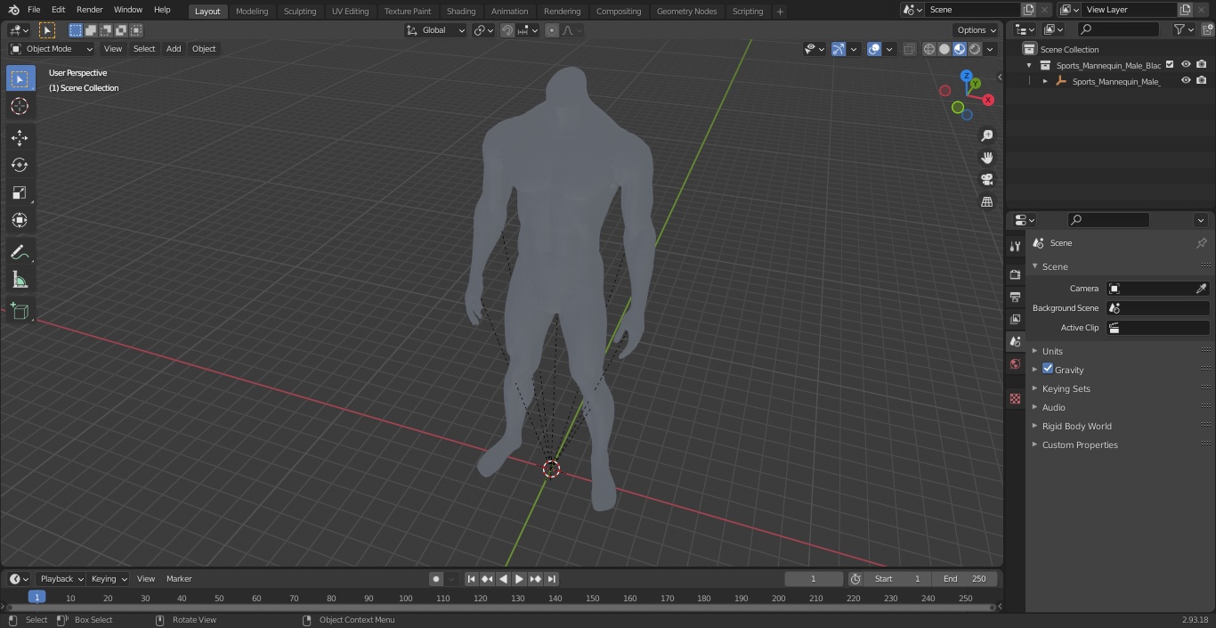 Sports Mannequin Male Black 3D