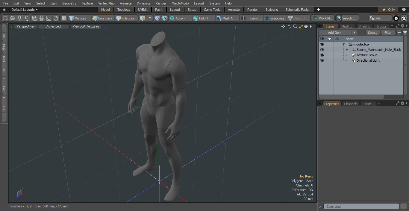Sports Mannequin Male Black 3D