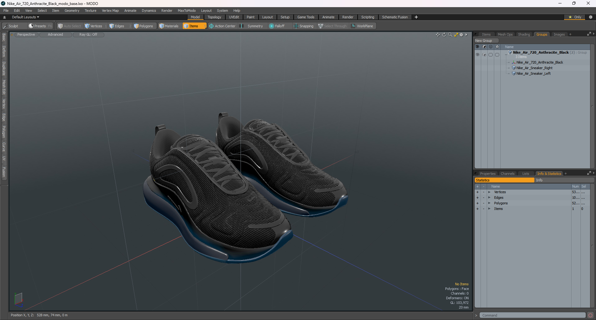 Nike Air 720 Anthracite Black 3D model