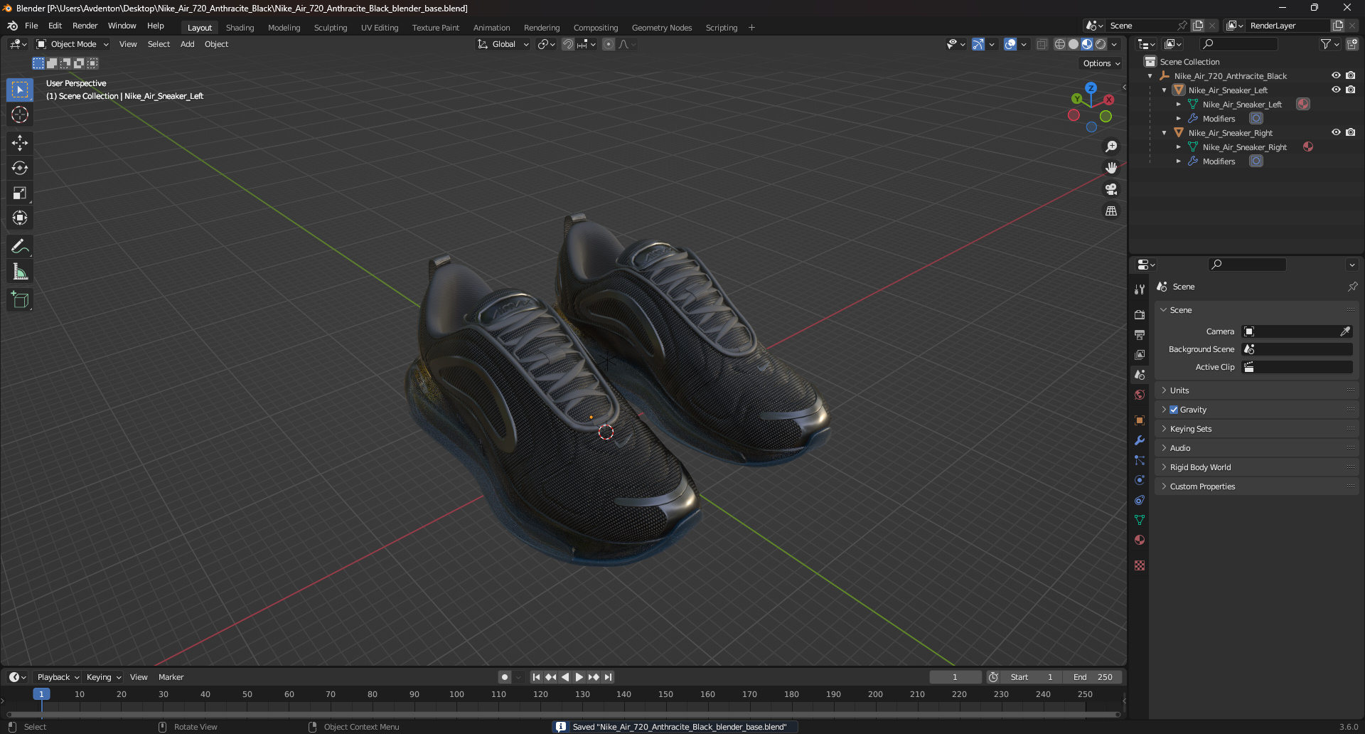 Nike Air 720 Anthracite Black 3D model