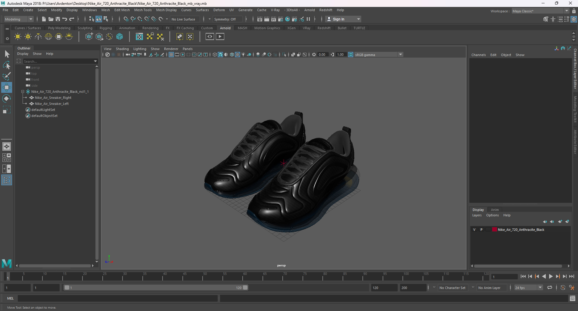 Nike Air 720 Anthracite Black 3D model