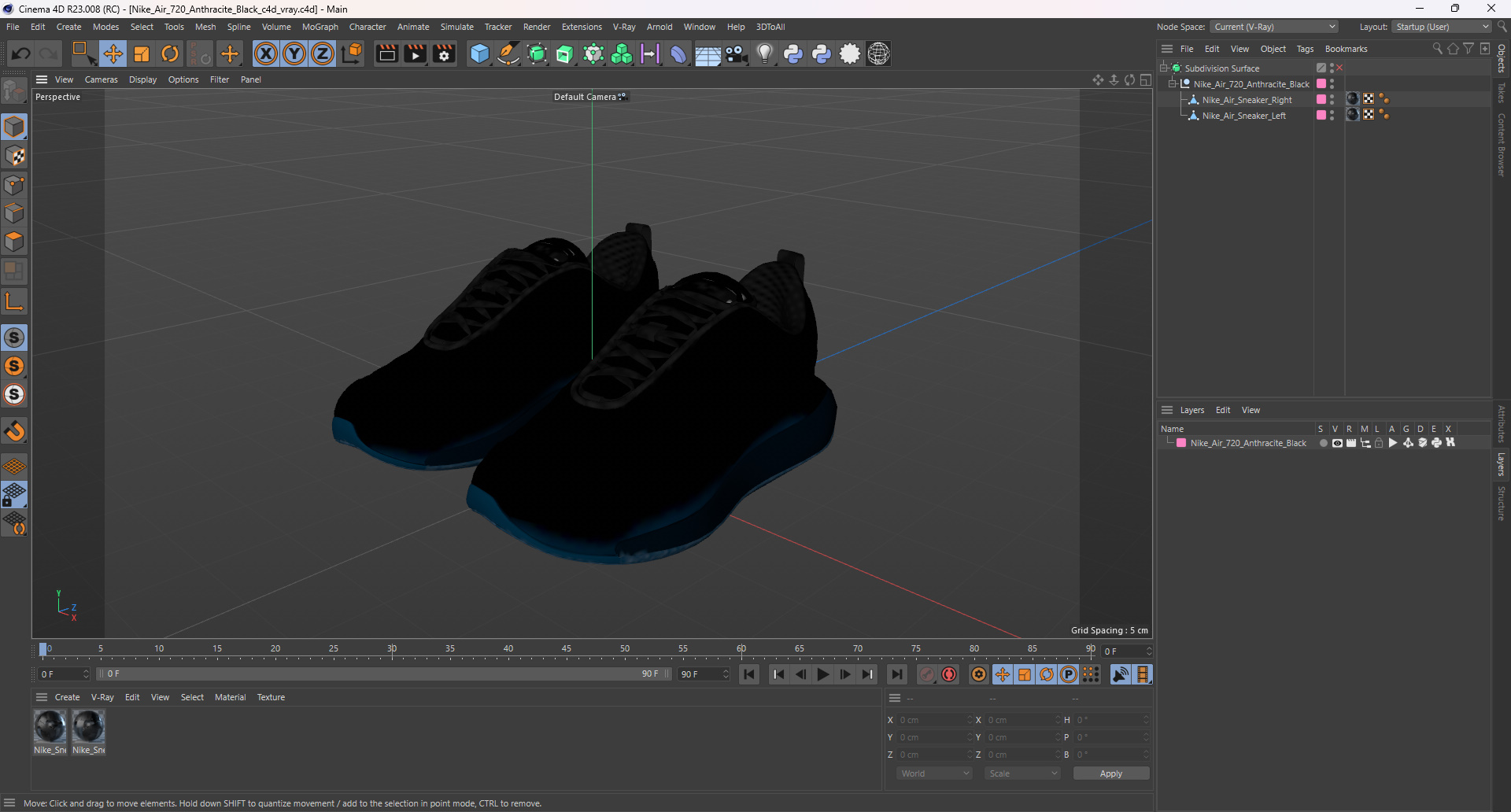 Nike Air 720 Anthracite Black 3D model