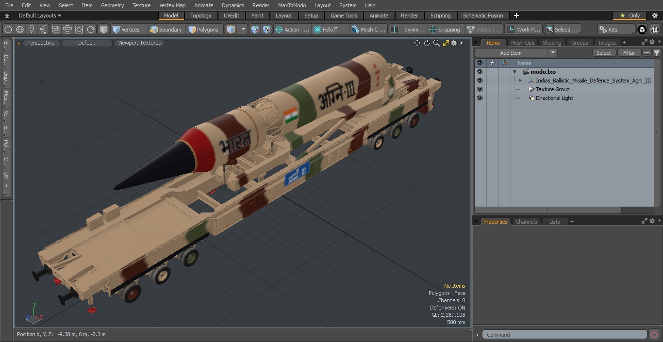 3D Indias Ballistic Missile Defence System Agni III model