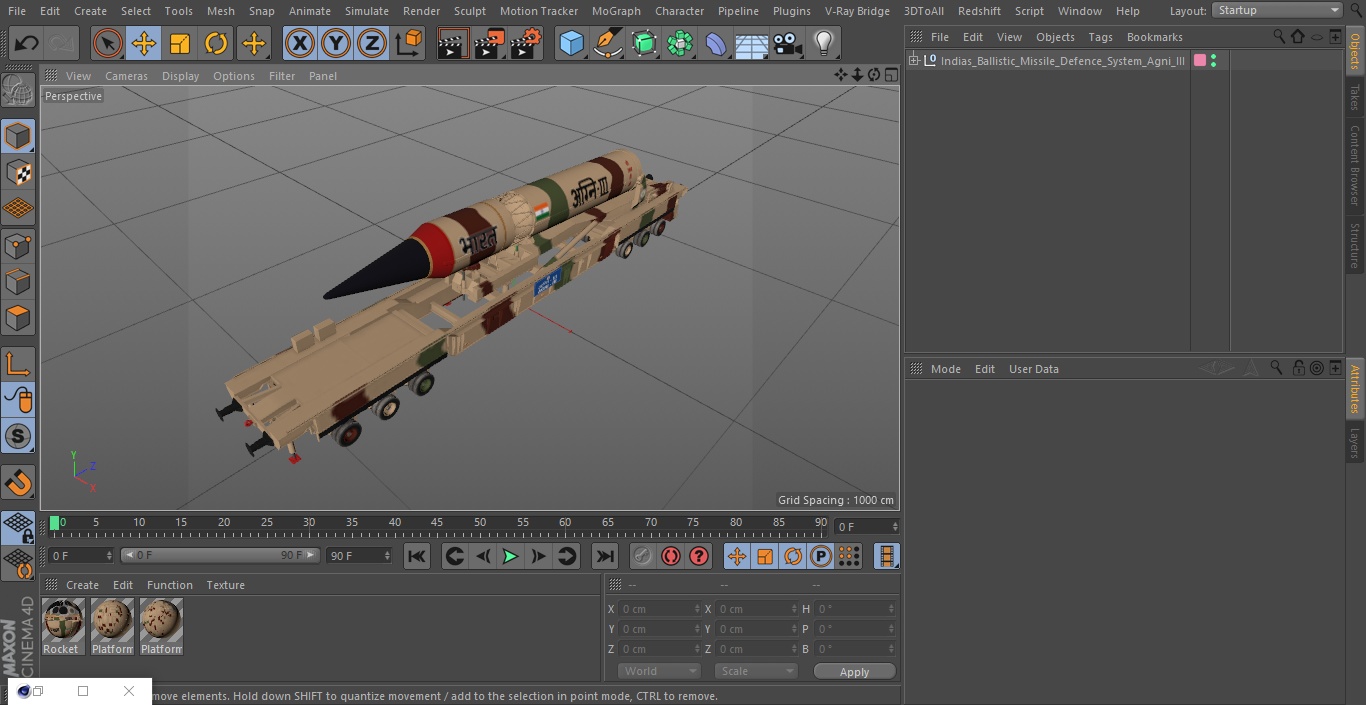 3D Indias Ballistic Missile Defence System Agni III model