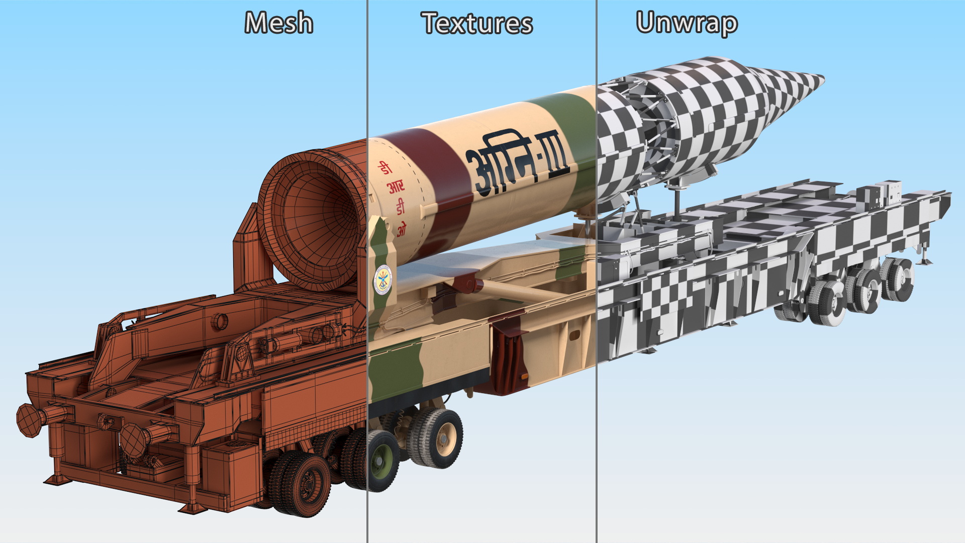 3D Indias Ballistic Missile Defence System Agni III model