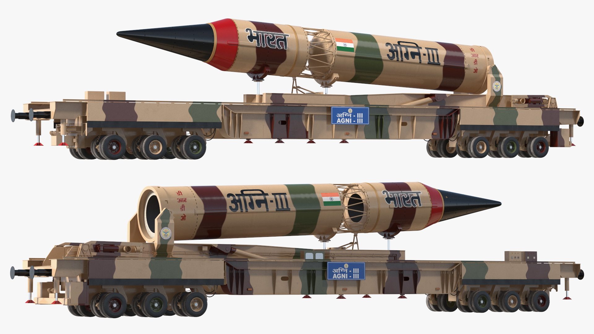 3D Indias Ballistic Missile Defence System Agni III model