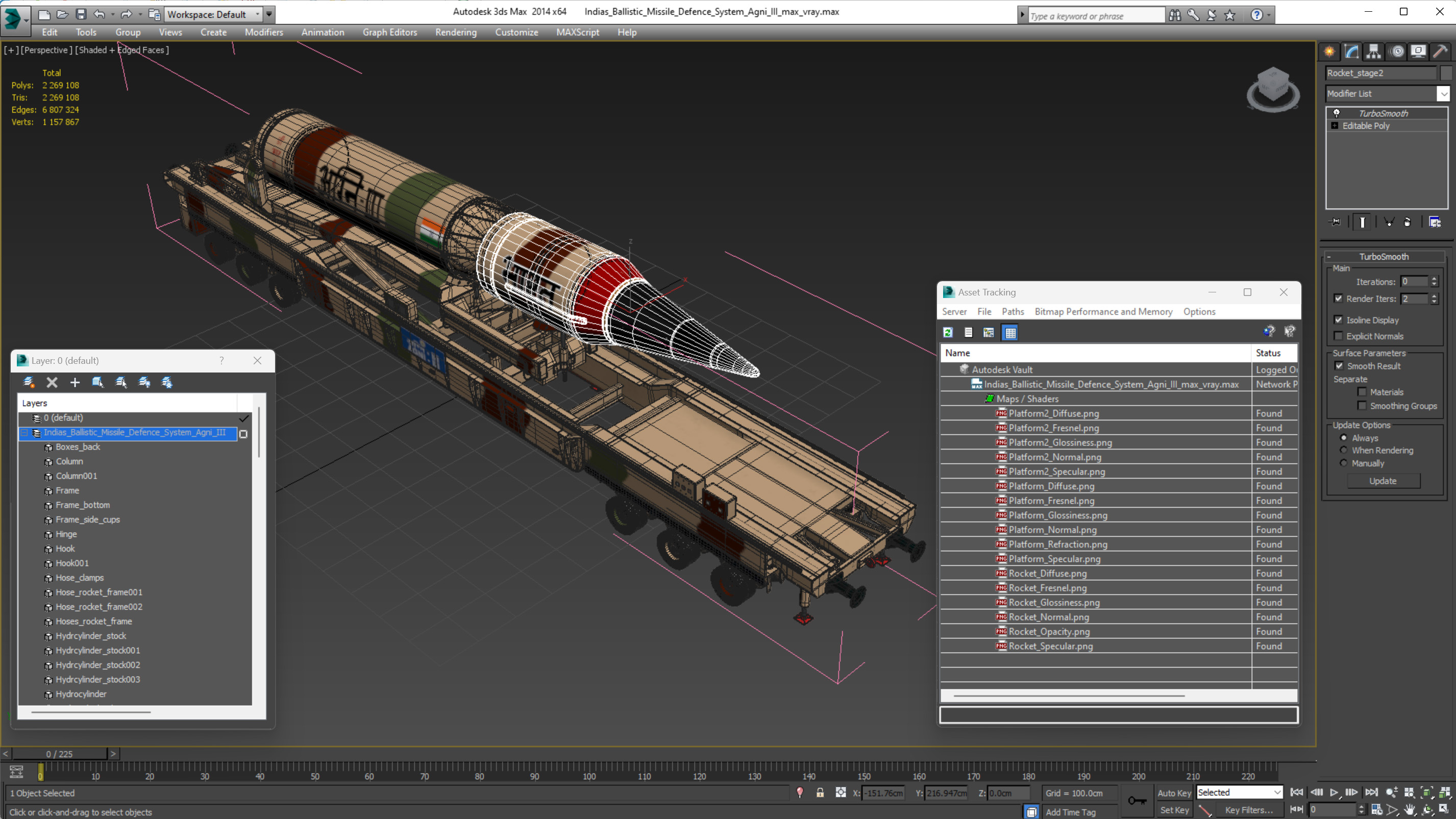 3D Indias Ballistic Missile Defence System Agni III model