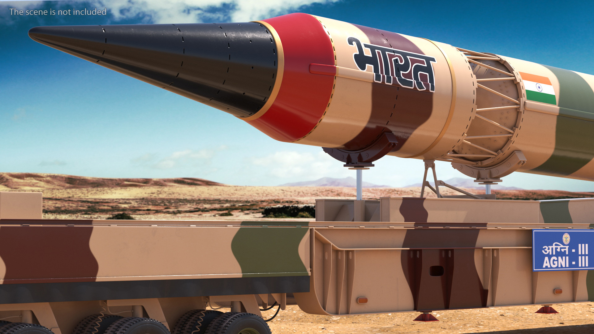 3D Indias Ballistic Missile Defence System Agni III model
