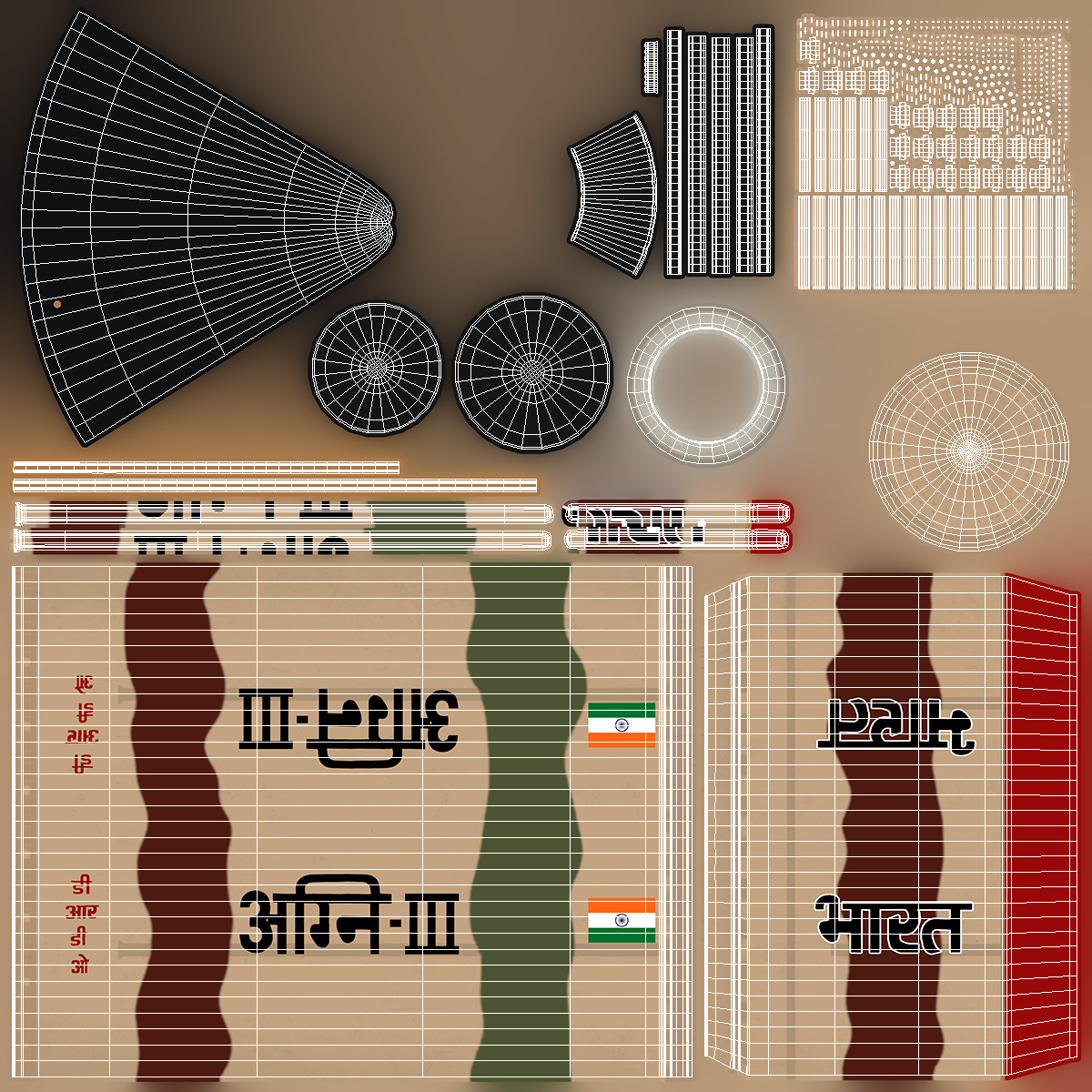 3D Indias Ballistic Missile Defence System Agni III model