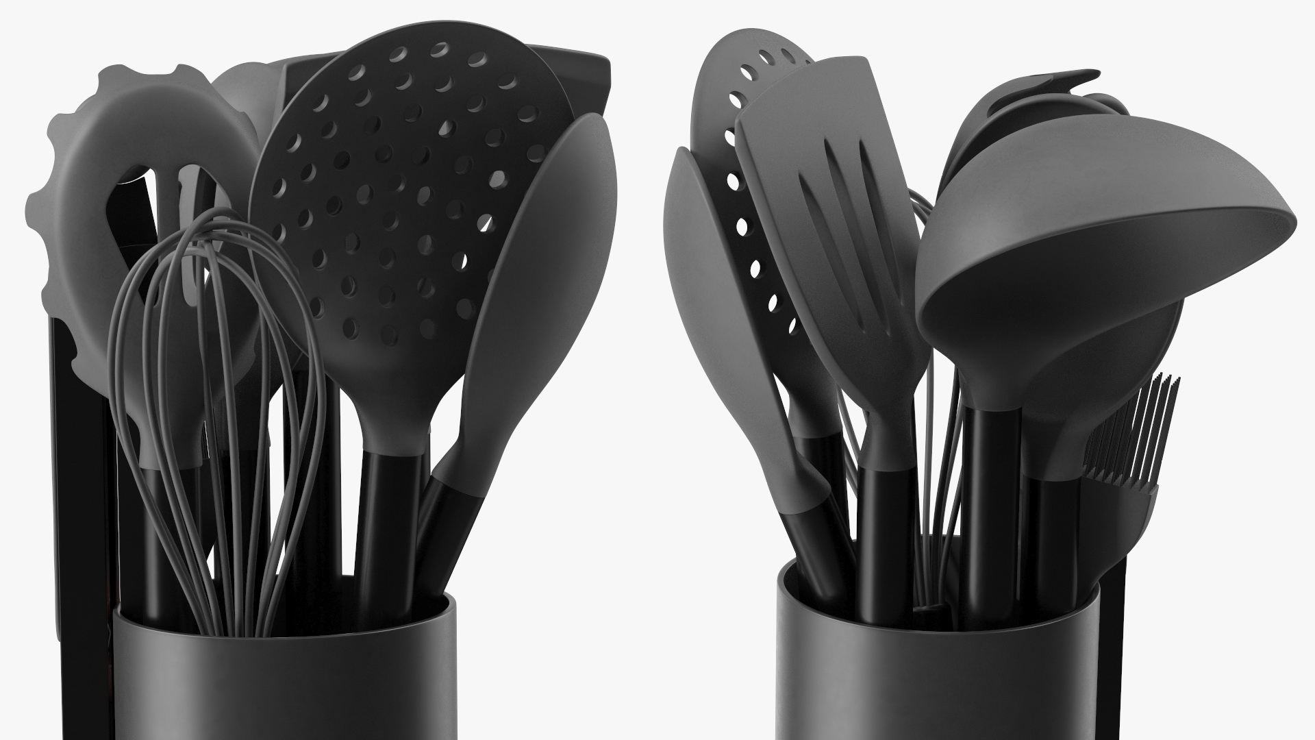 Kitchenware Set with Holder Metallic Black 3D