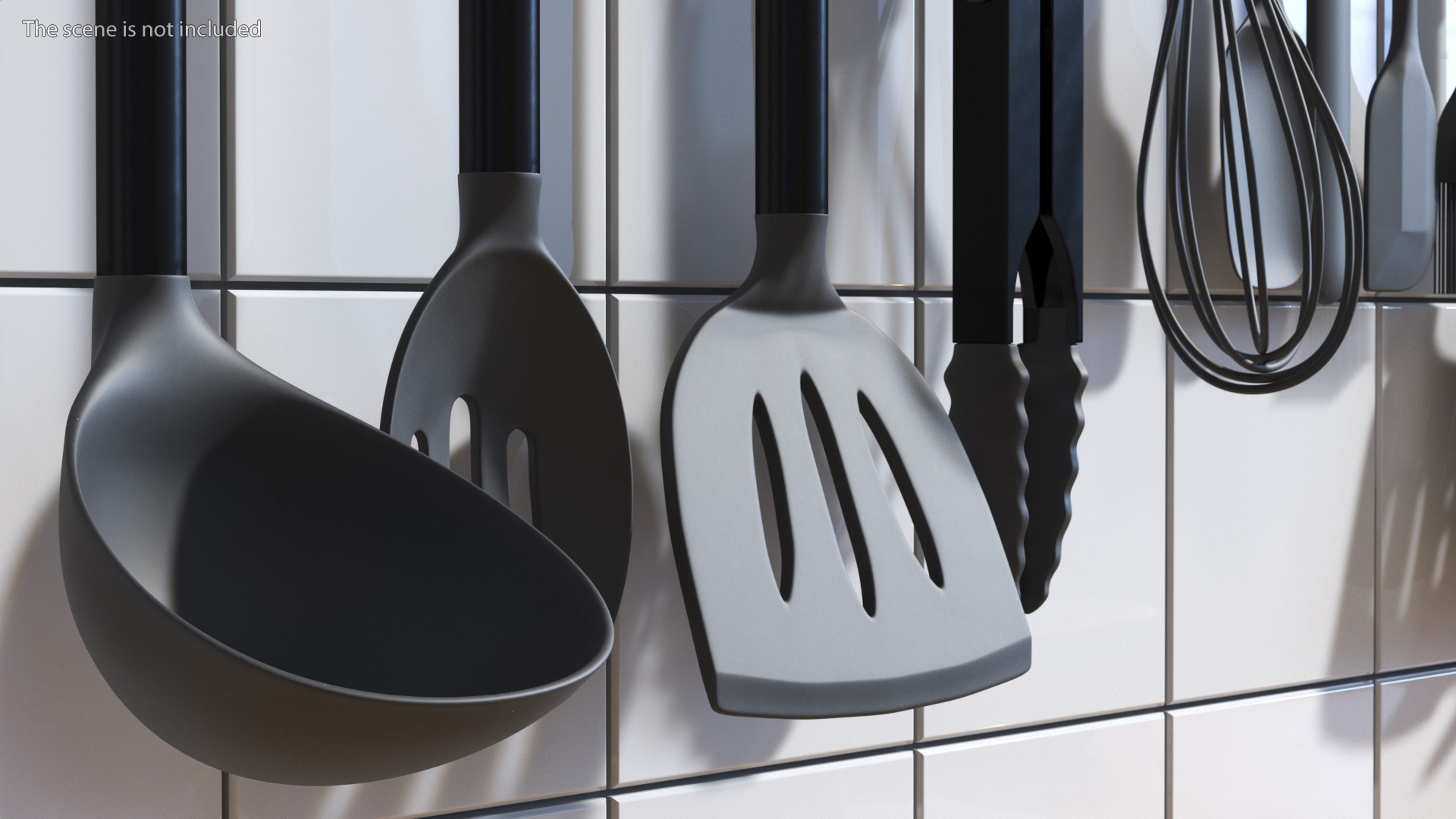 Kitchenware Set with Holder Metallic Black 3D