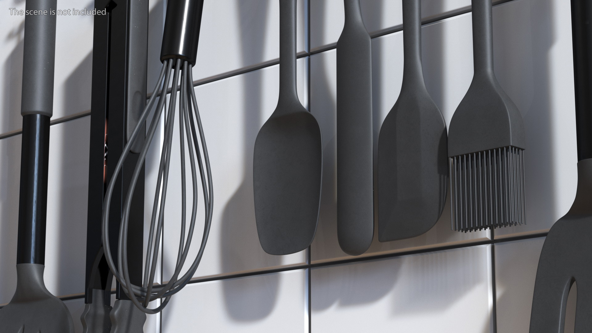 Kitchenware Set with Holder Metallic Black 3D